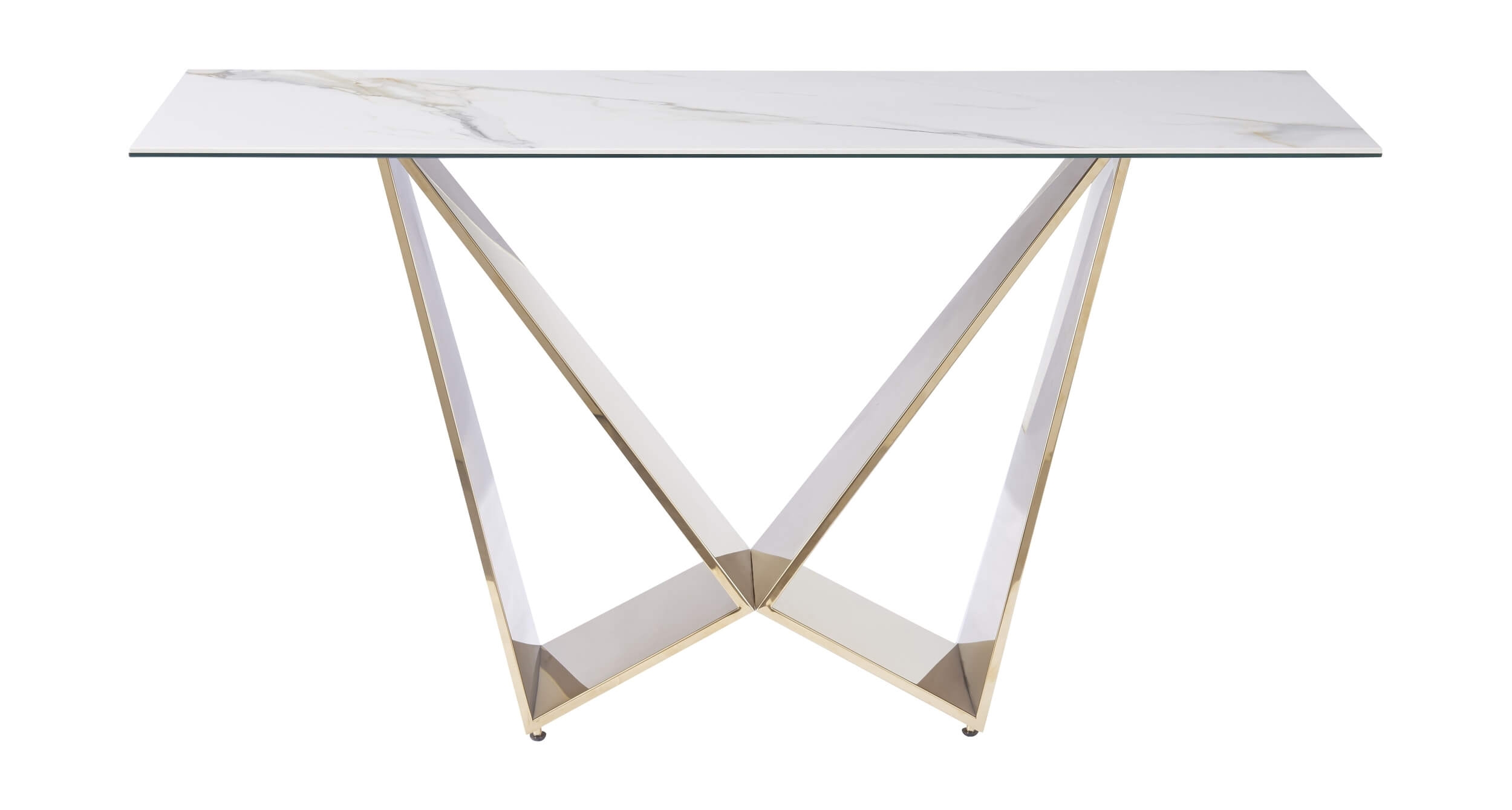 Orleans Ceramic Top Console Table with Brass Base