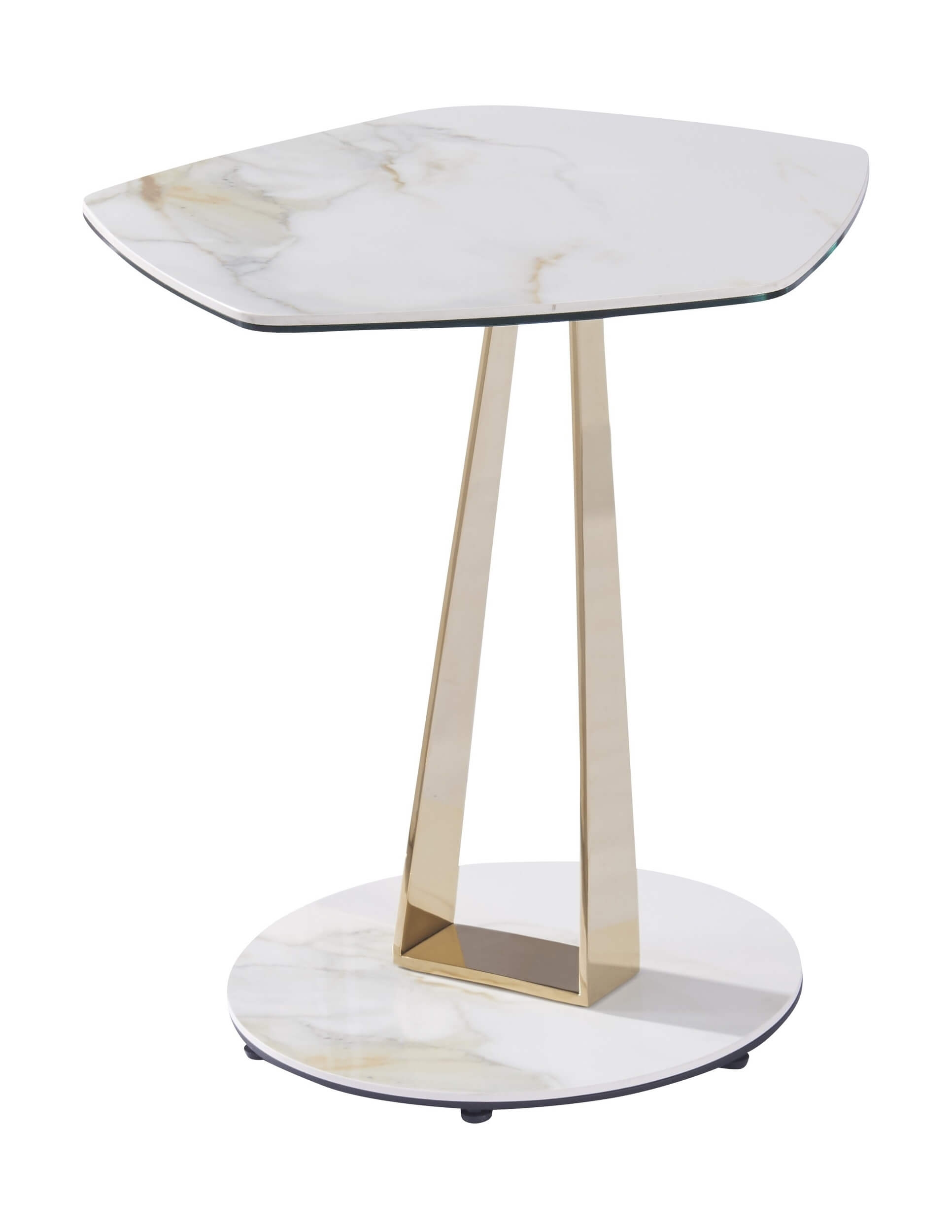 Orleans Ceramic Top End Table with Brass Base