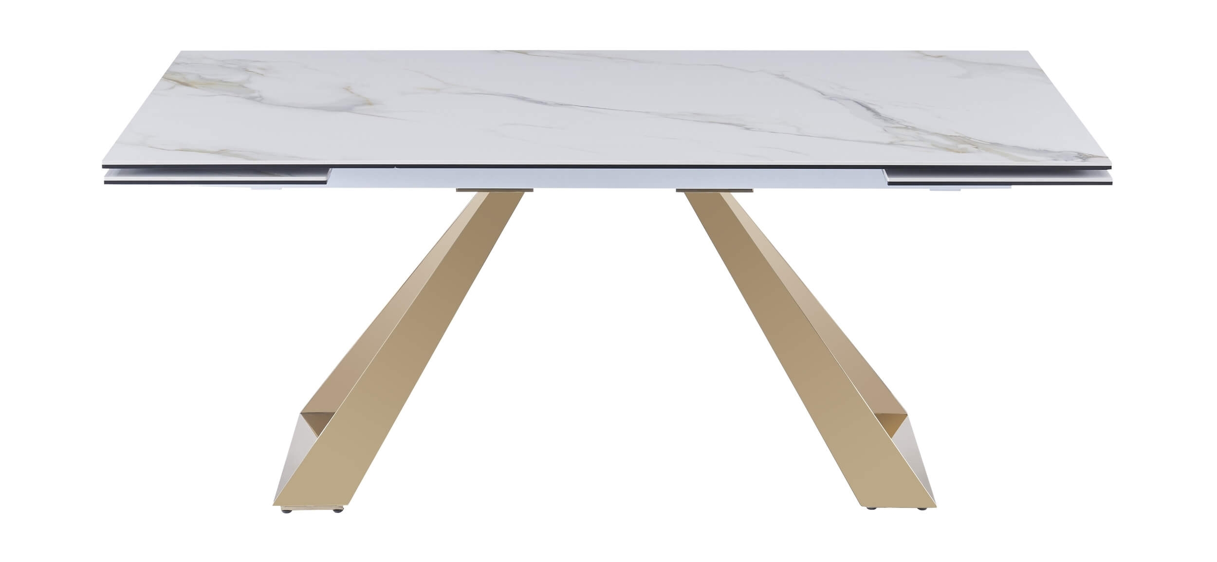 Orleans Ceramic Top Extendable Dining Table with Brass Base