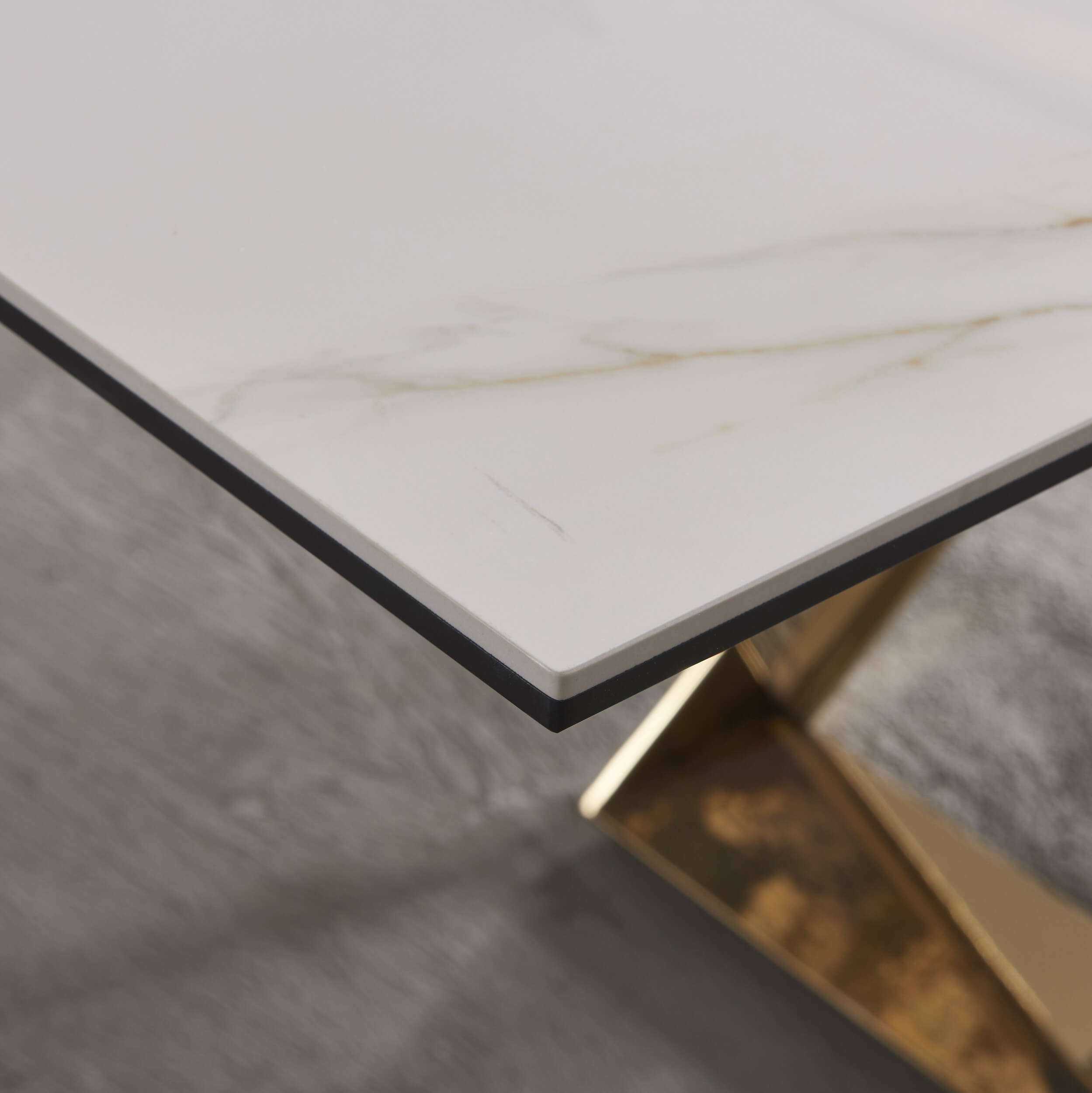 Orleans Ceramic Top Extendable Dining Table with Brass Base