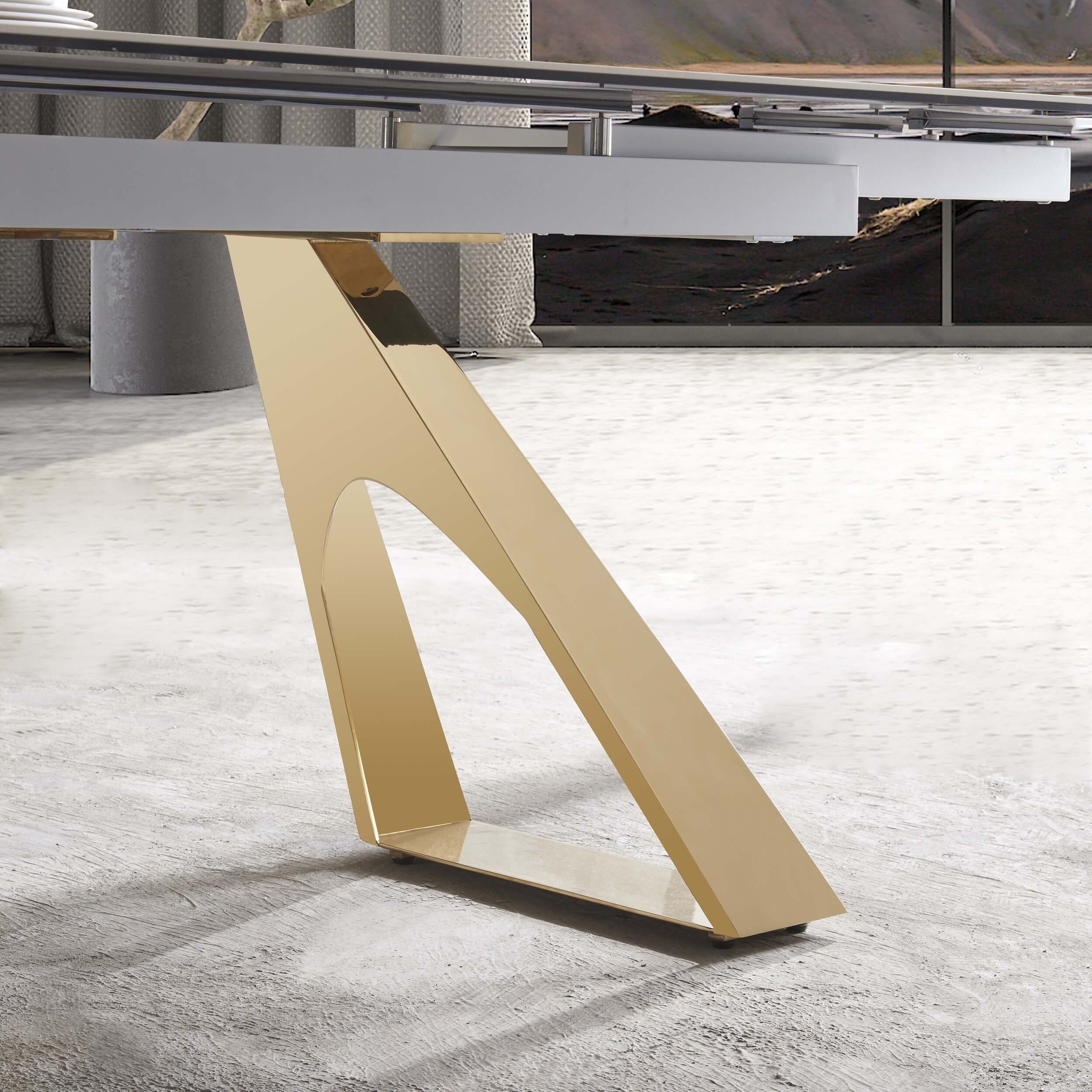 Orleans Ceramic Top Extendable Dining Table with Brass Base