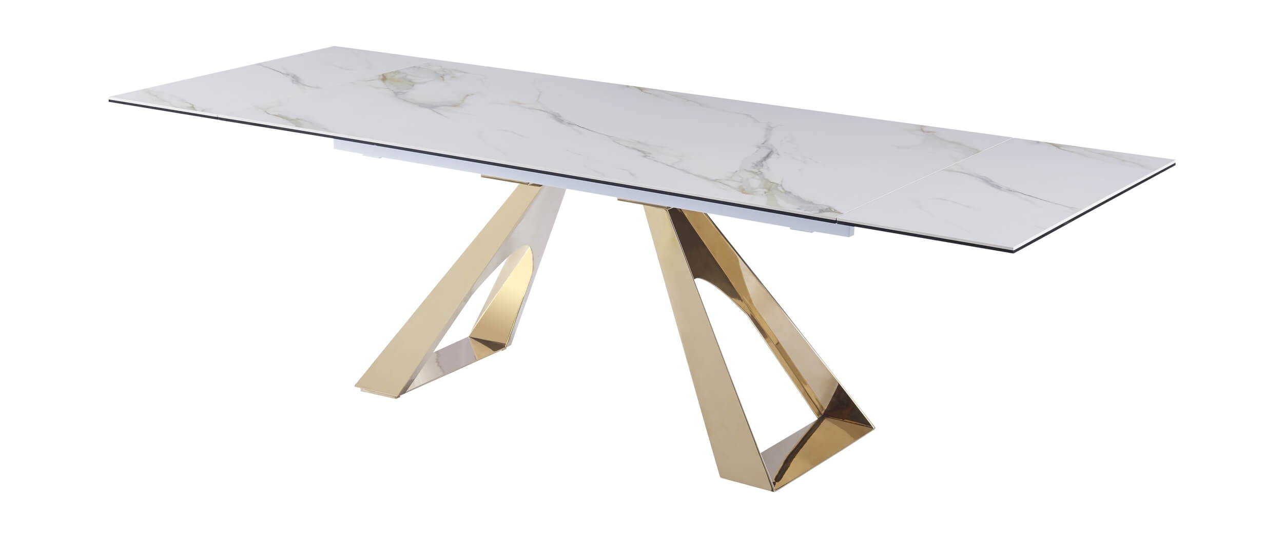 Orleans Ceramic Top Extendable Dining Table with Brass Base