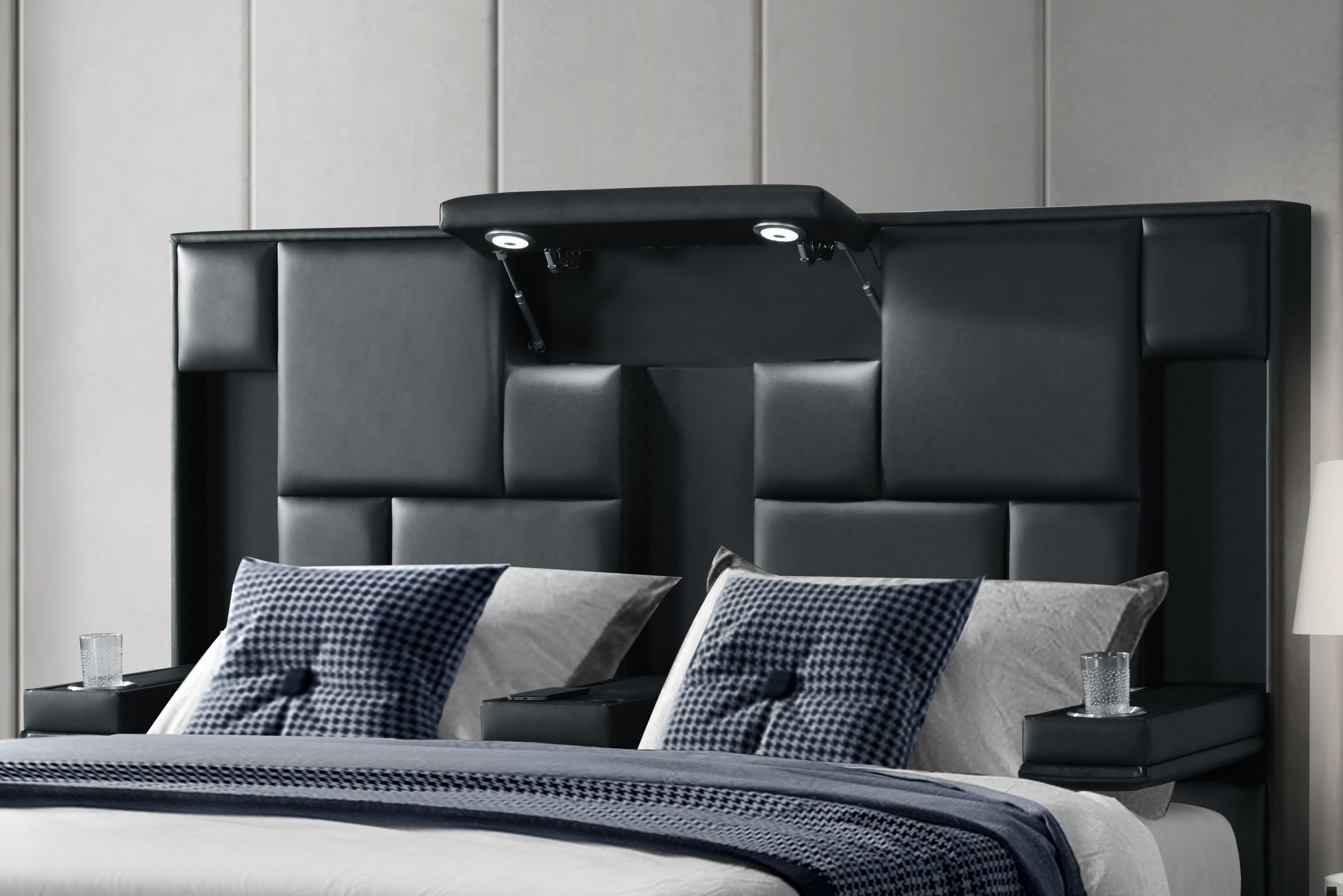 Oscar Queen Size Platform Bed with LED and Wireless Charger