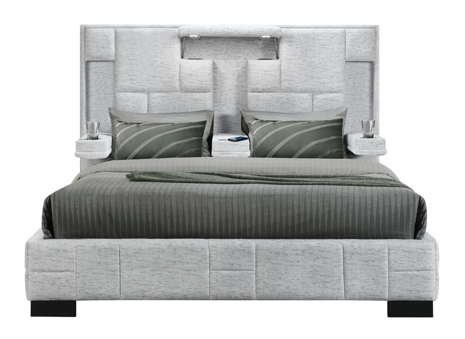 Oscar Queen Size Platform Bed with LED and Wireless Charger