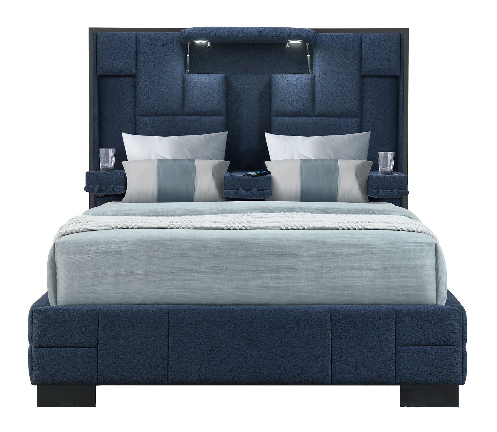 Oscar Queen Size Platform Bed with LED and Wireless Charger