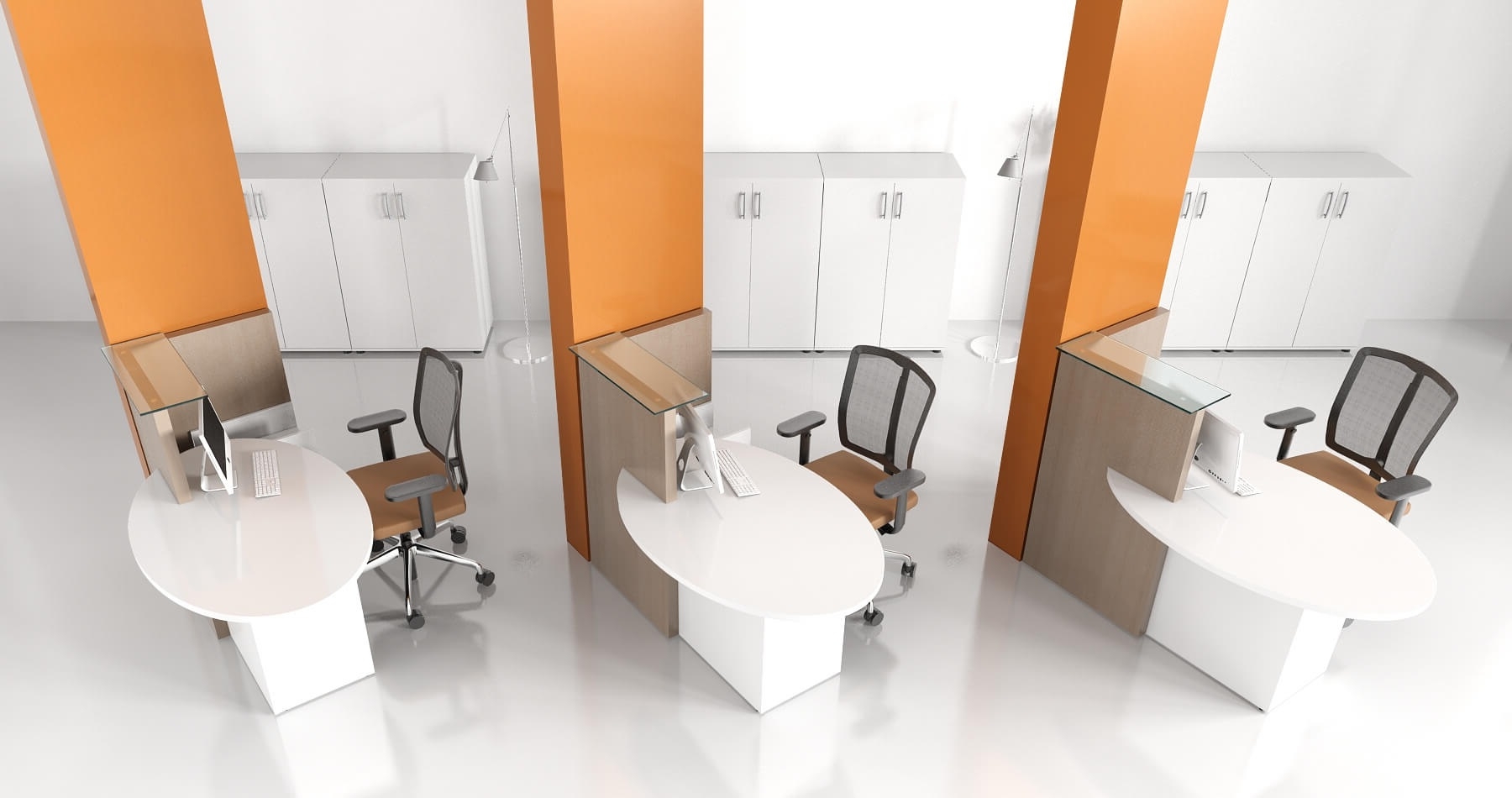 OVO Small 1-Person Reception Desk w/Left-Handed Counter Top, ADA Compliance