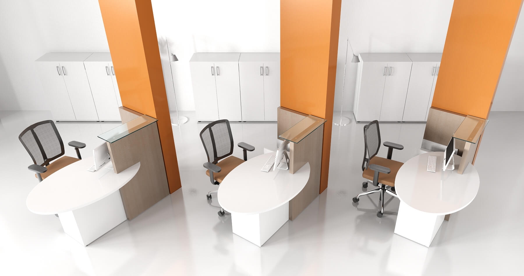 OVO Small Reception Desk w/Right-Handed Counter Top, Composition 1, ADA Compliance