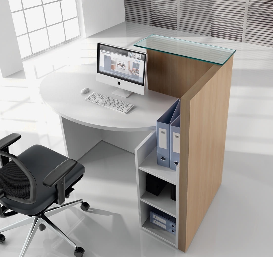 OVO Small 1-Person Reception Desk w/Left-Handed Counter Top, ADA Compliance