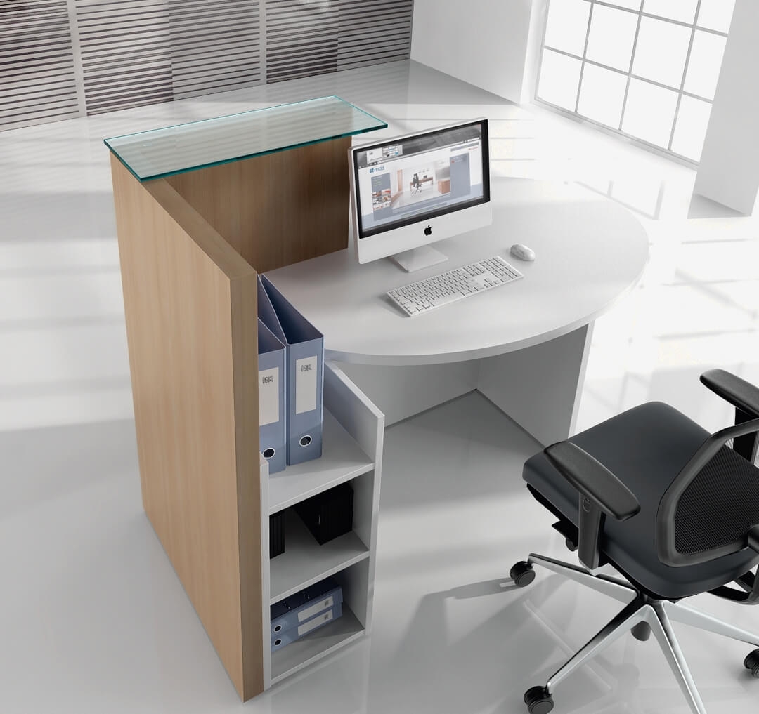 OVO Small Reception Desk w/Right-Handed Counter Top, Composition 2, ADA Compliance