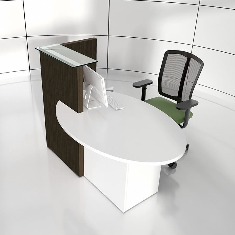 OVO Small 1-Person Reception Desk w/Left-Handed Counter Top, ADA Compliance