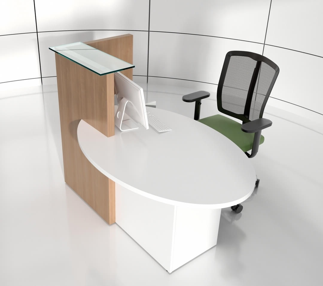 OVO Small 1-Person Reception Desk w/Left-Handed Counter Top, ADA Compliance