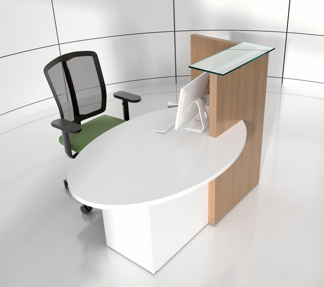 OVO Small Reception Desk w/Right-Handed Counter Top, Composition 2, ADA Compliance