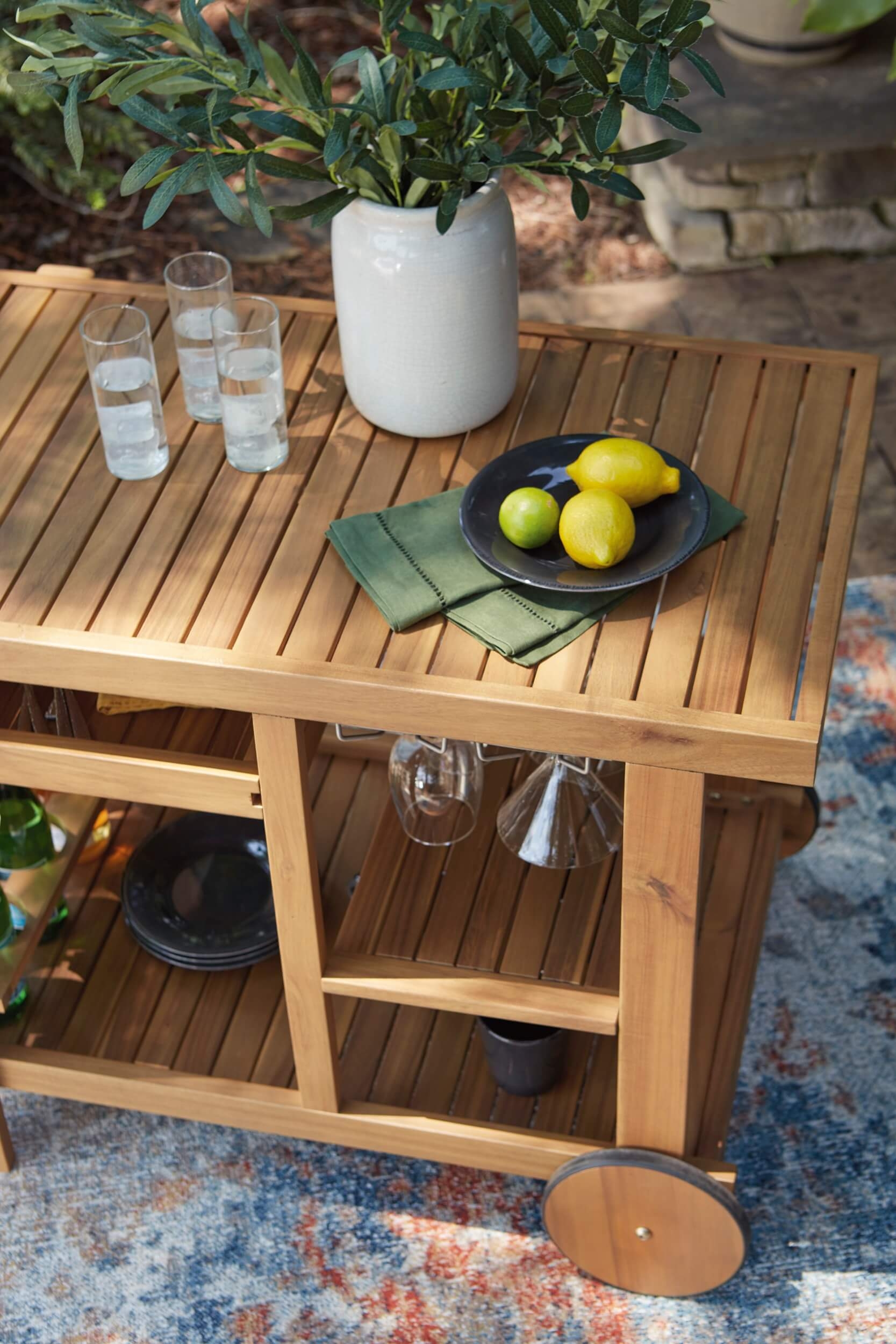 Kailani Outdoor Acacia Wood Service Cart