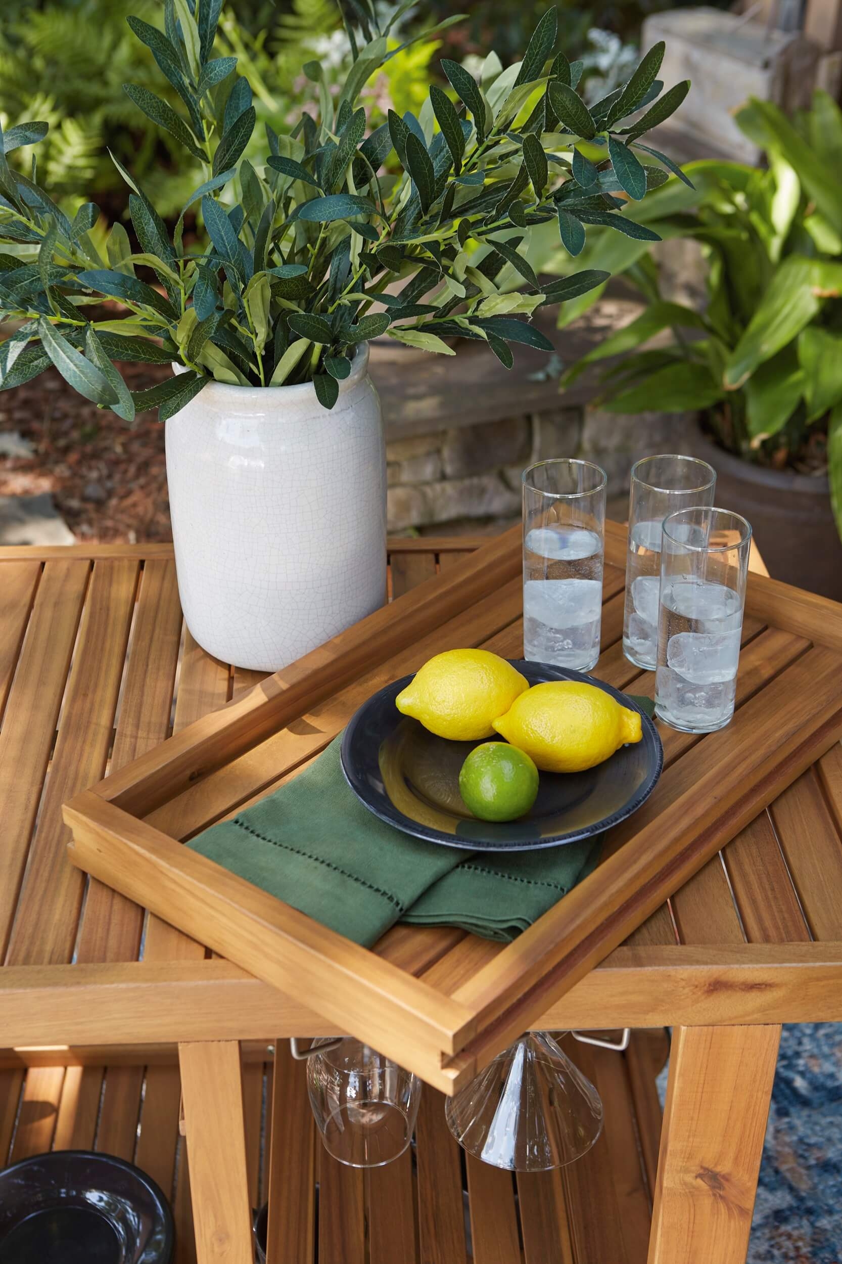 Kailani Outdoor Acacia Wood Service Cart