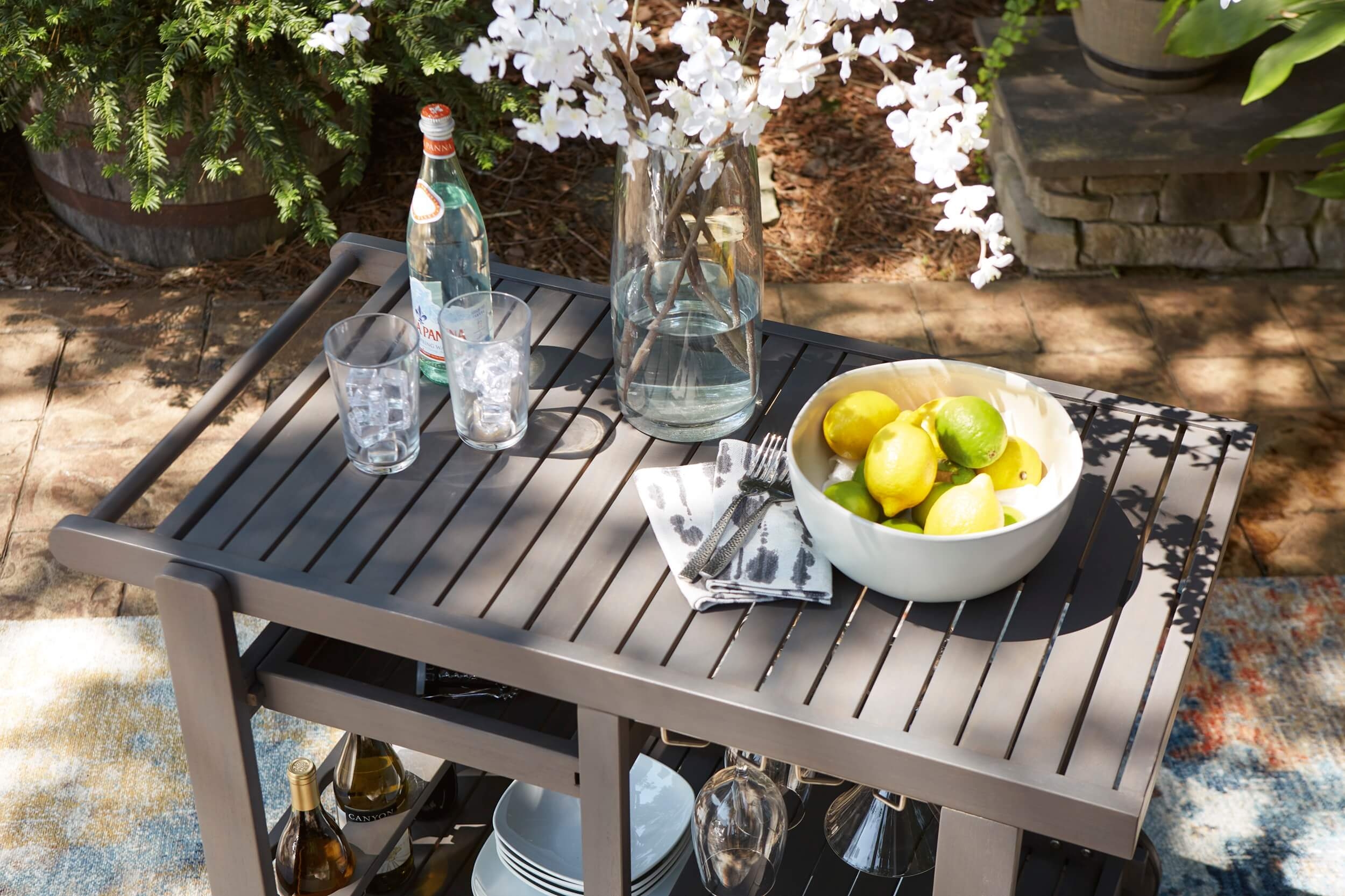 Kailani Outdoor Acacia Wood Service Cart