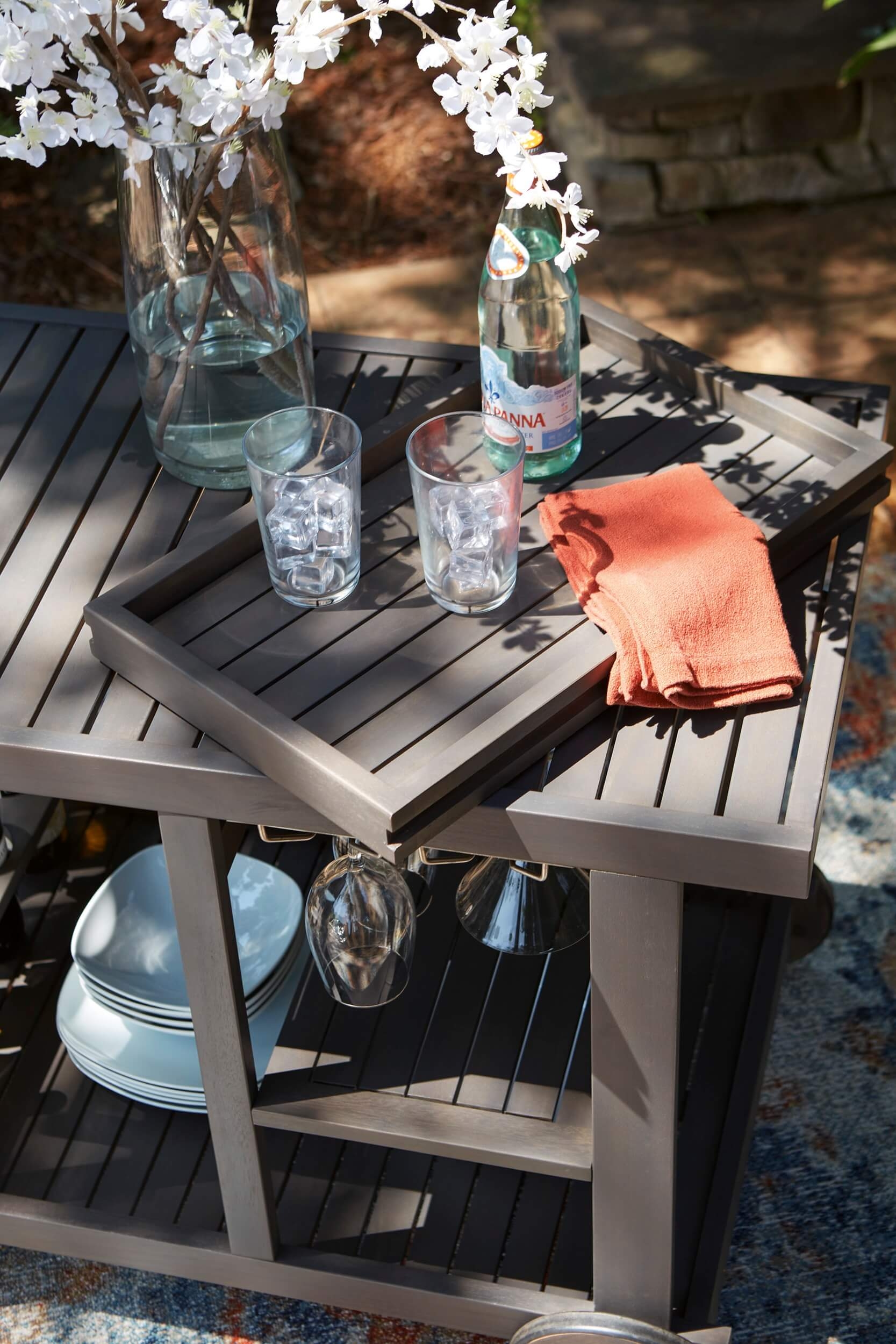 Kailani Outdoor Acacia Wood Service Cart