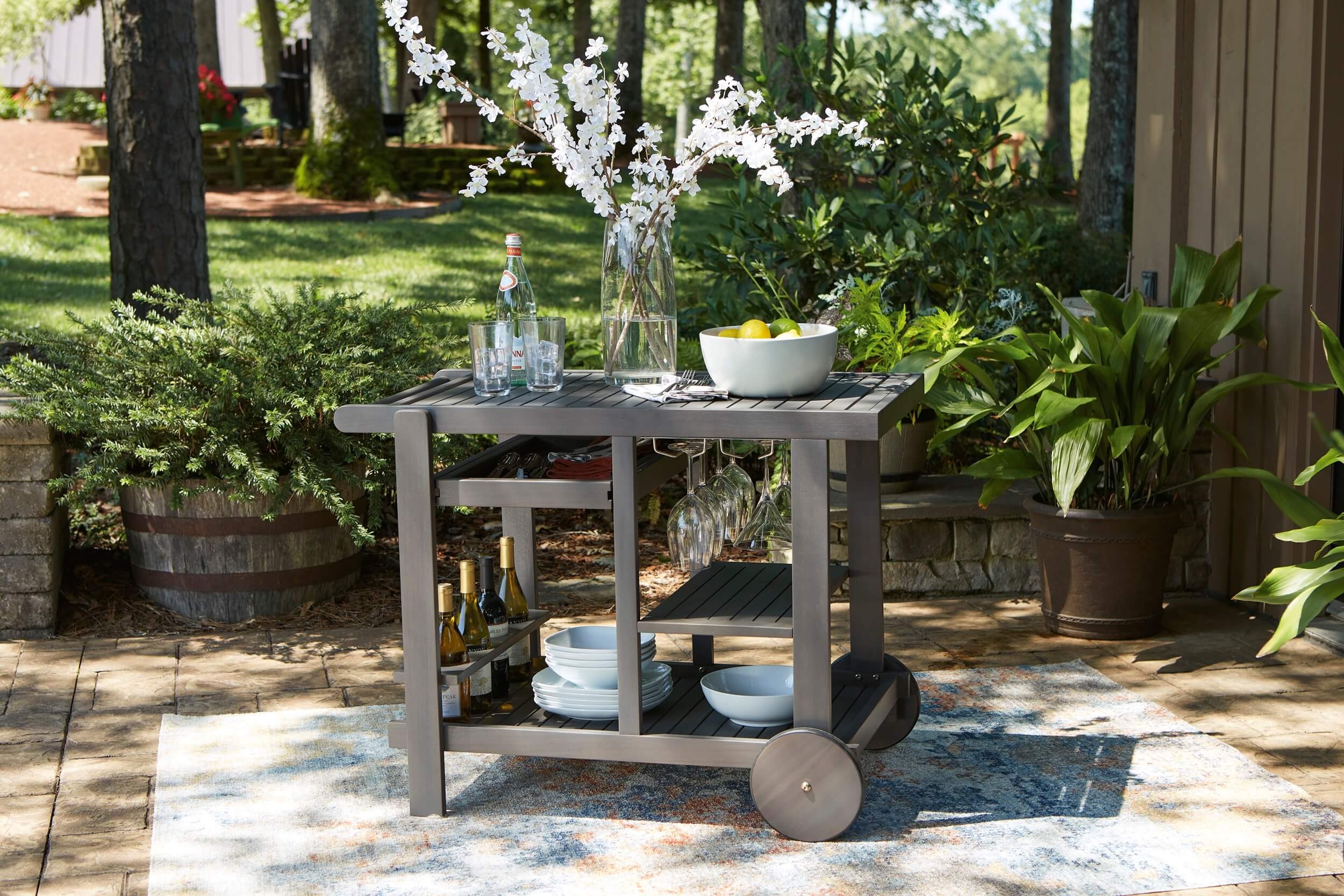 Kailani Outdoor Acacia Wood Service Cart
