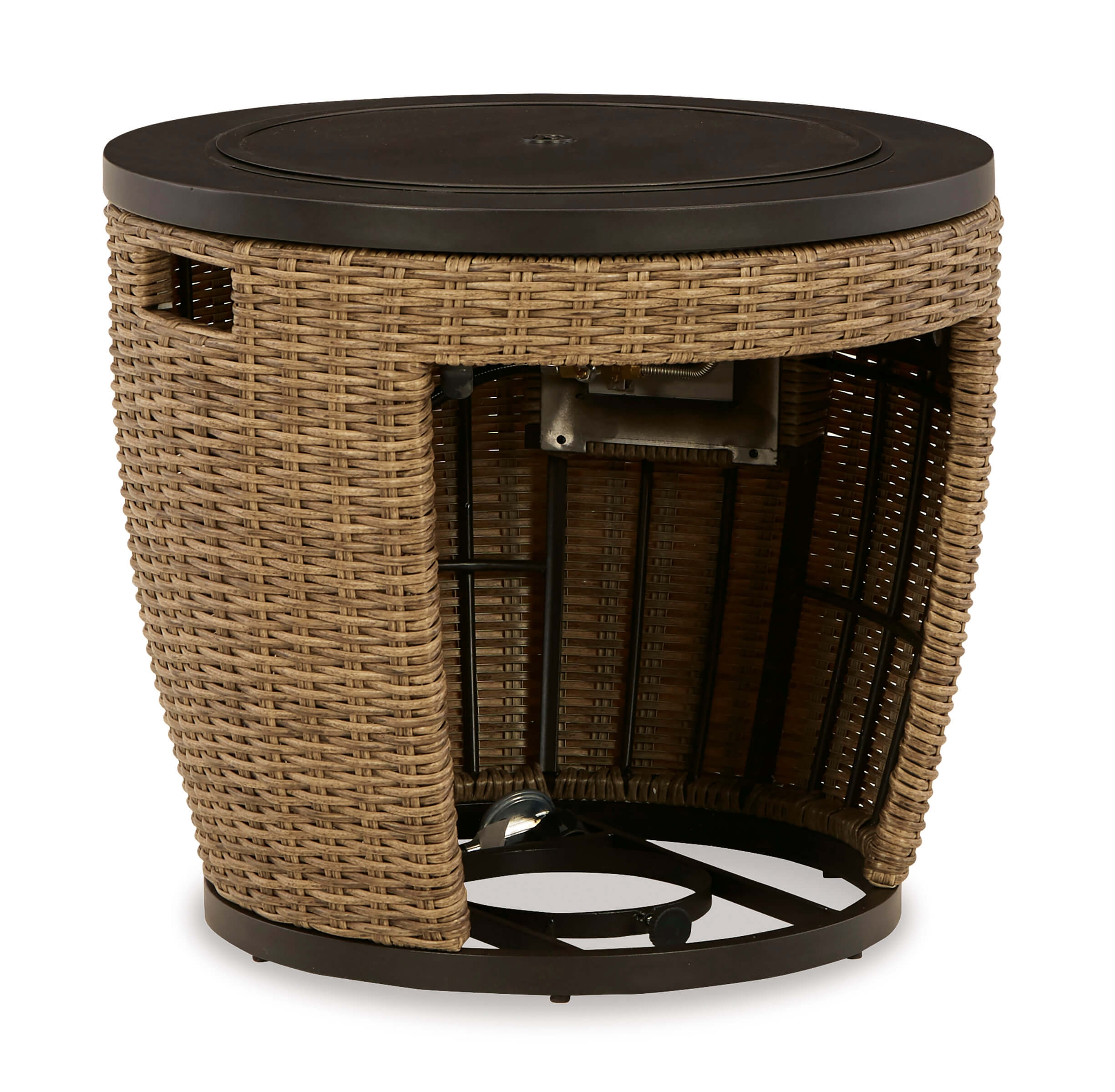 Malayah Outdoor Resin Wicker Round Fire Pit