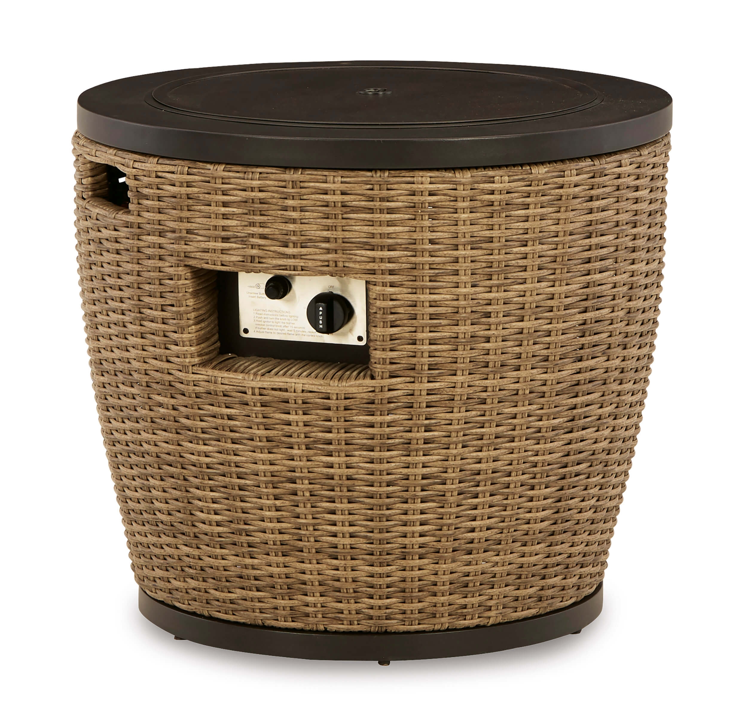 Malayah Outdoor Resin Wicker Round Fire Pit