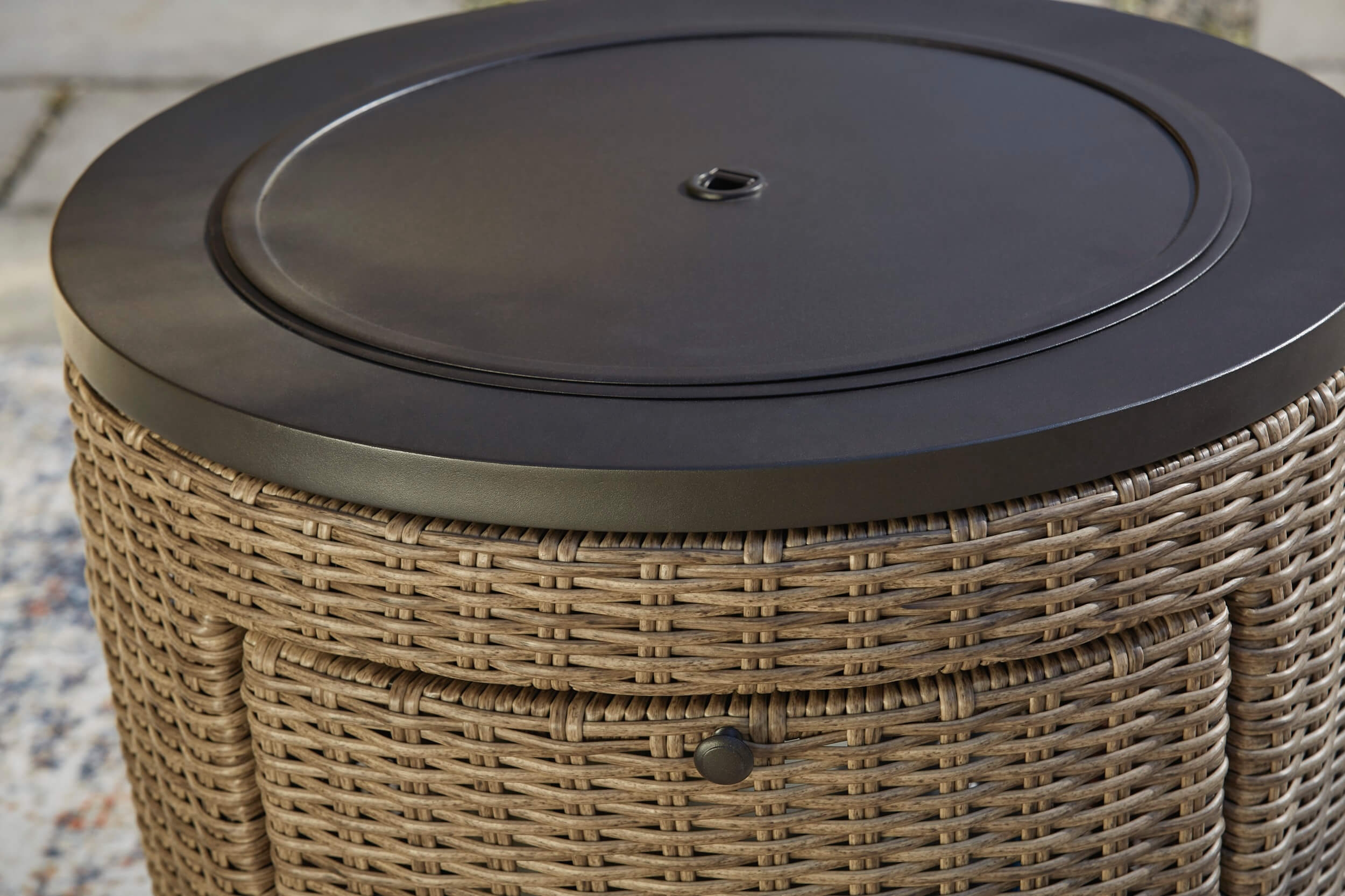 Malayah Outdoor Resin Wicker Round Fire Pit