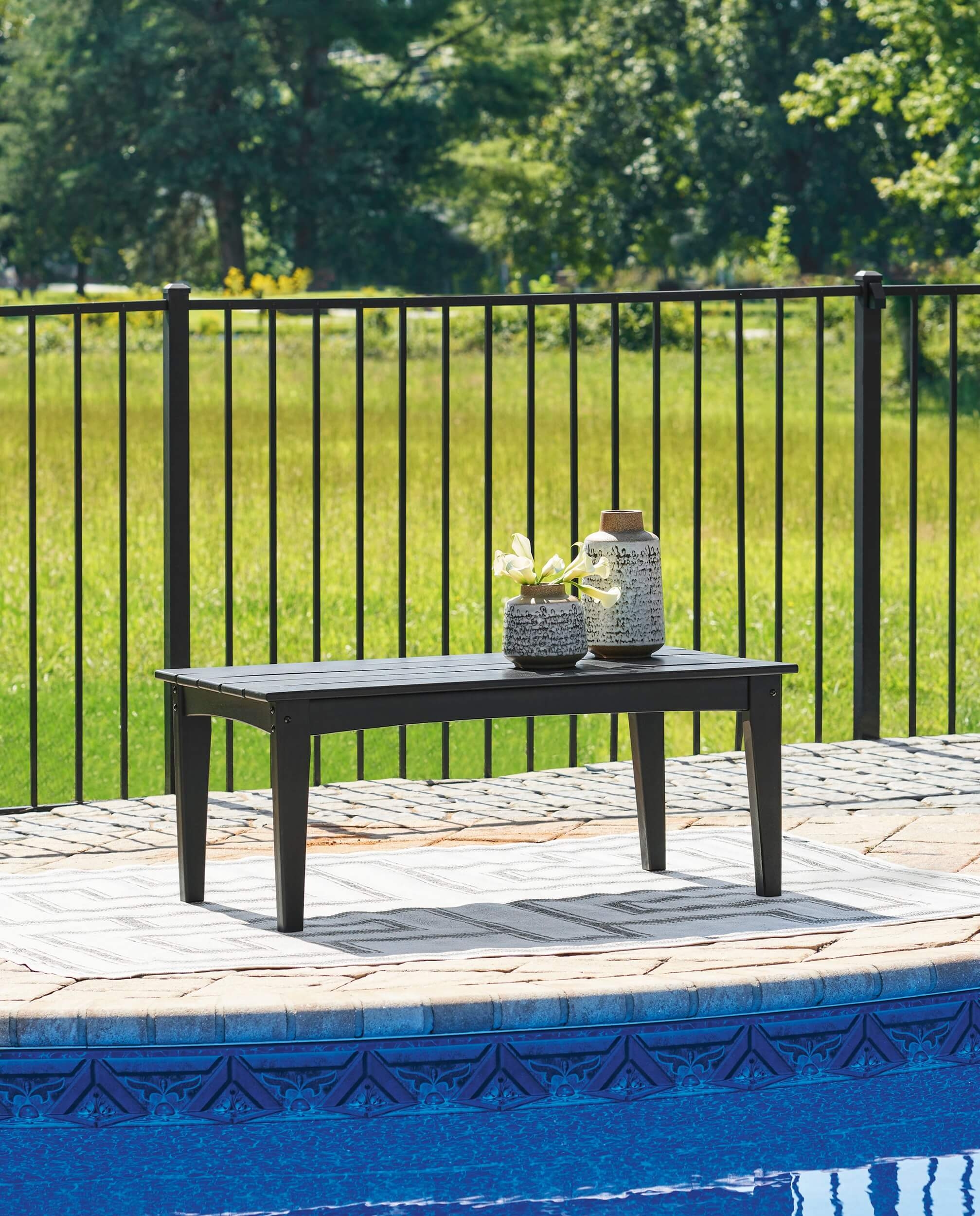 Hyland Wave Outdoor High-Density Polyethylene Rectangular Coffee Table
