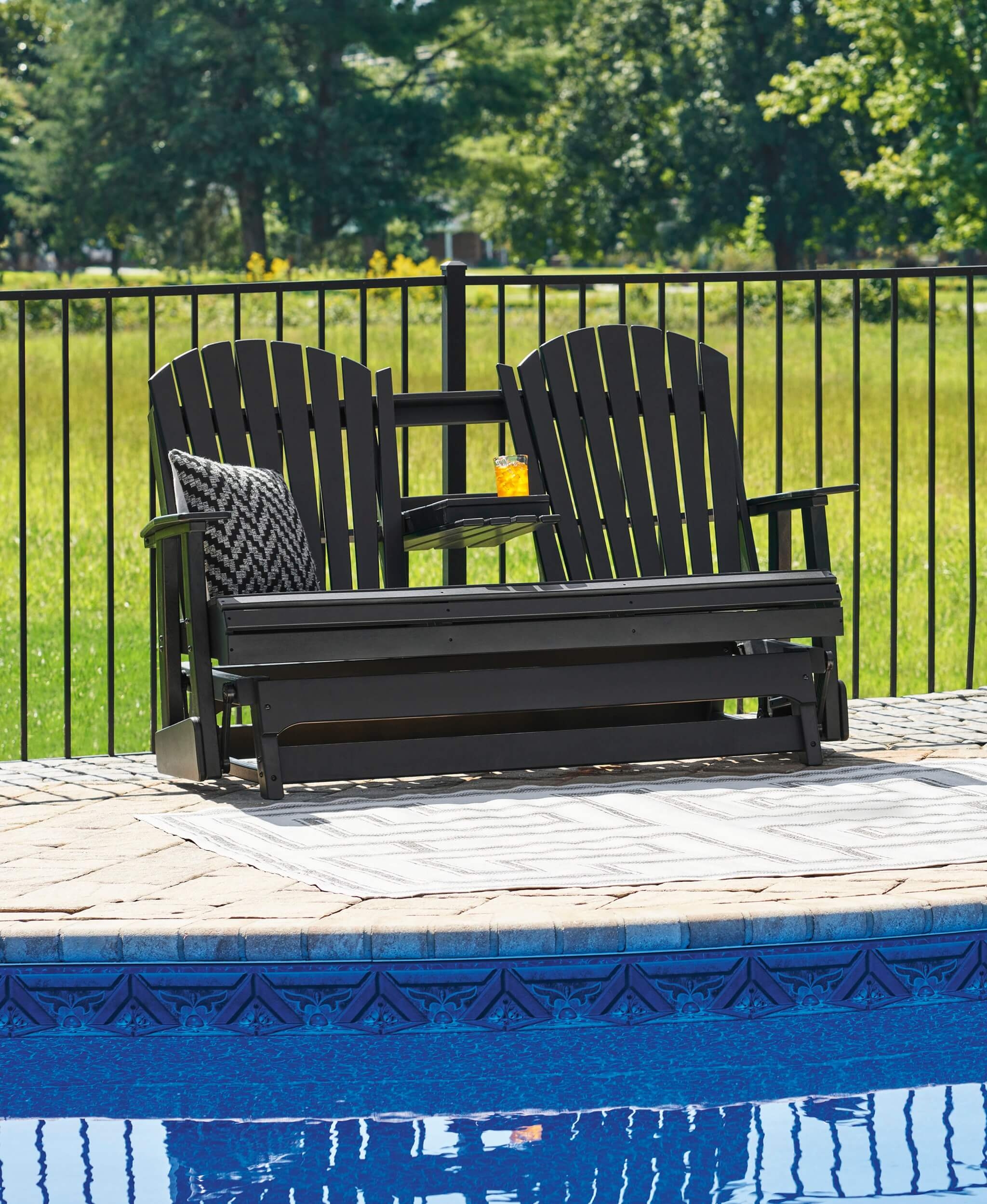 Hyland Wave Outdoor High-Density Polyethylene Glider Loveseat