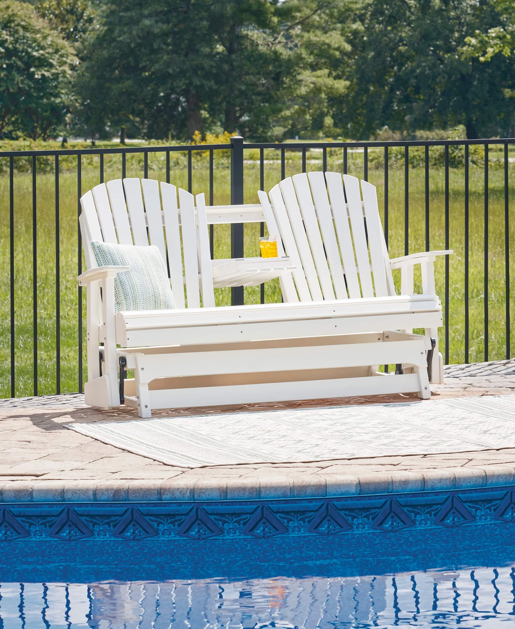 Hyland Wave Outdoor High-Density Polyethylene Glider Loveseat