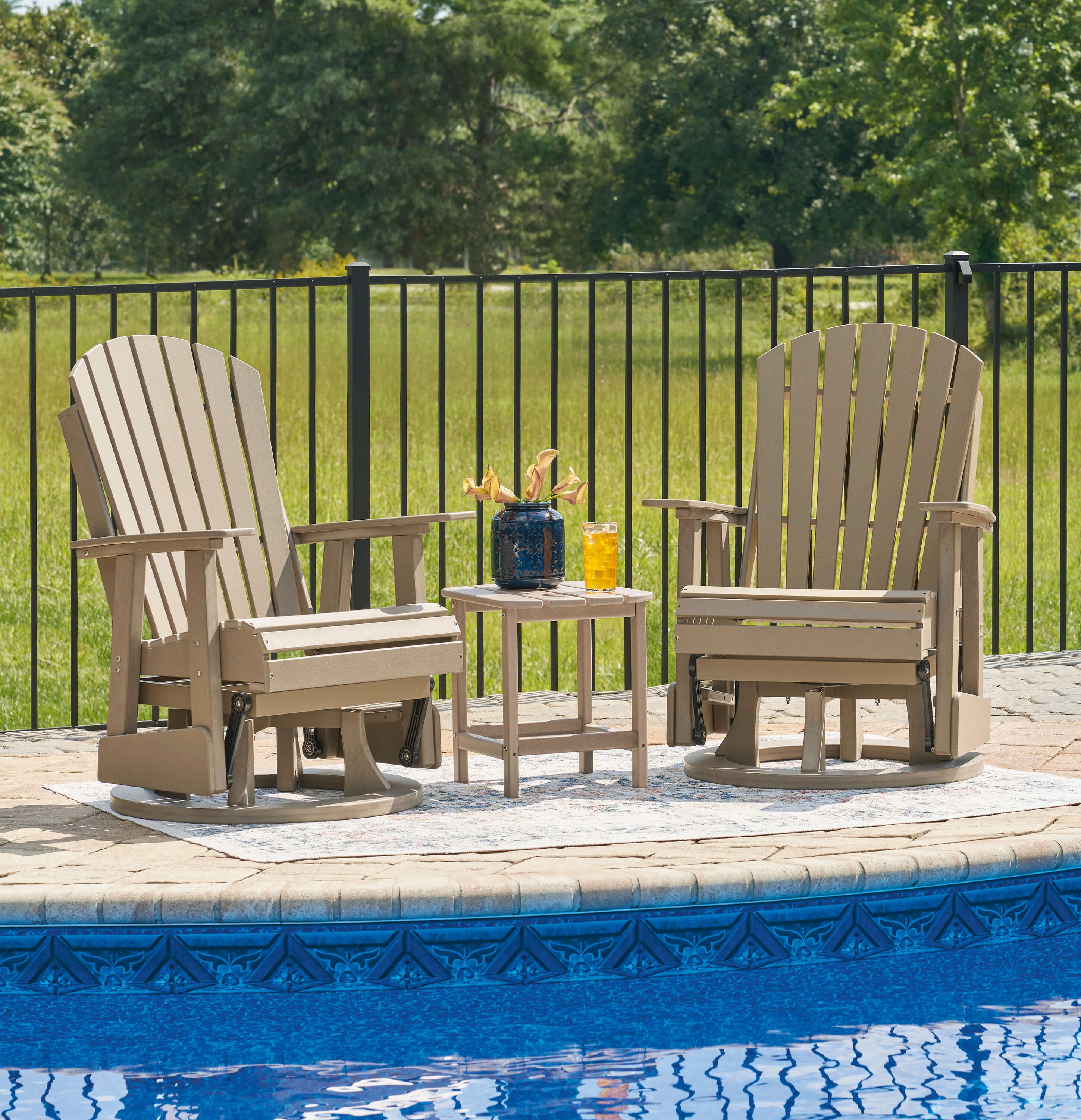 Hyland Wave Outdoor High-Density Polyethylene Swivel Glider Chair