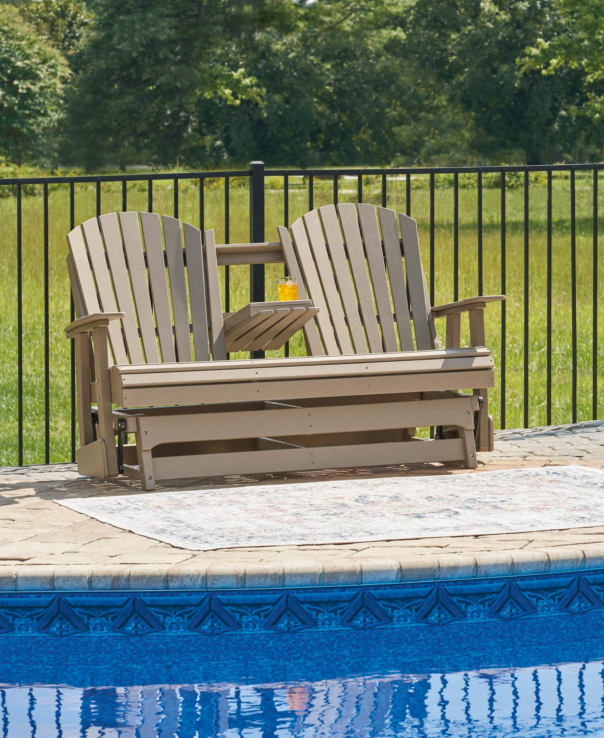 Hyland Wave Outdoor High-Density Polyethylene Glider Loveseat
