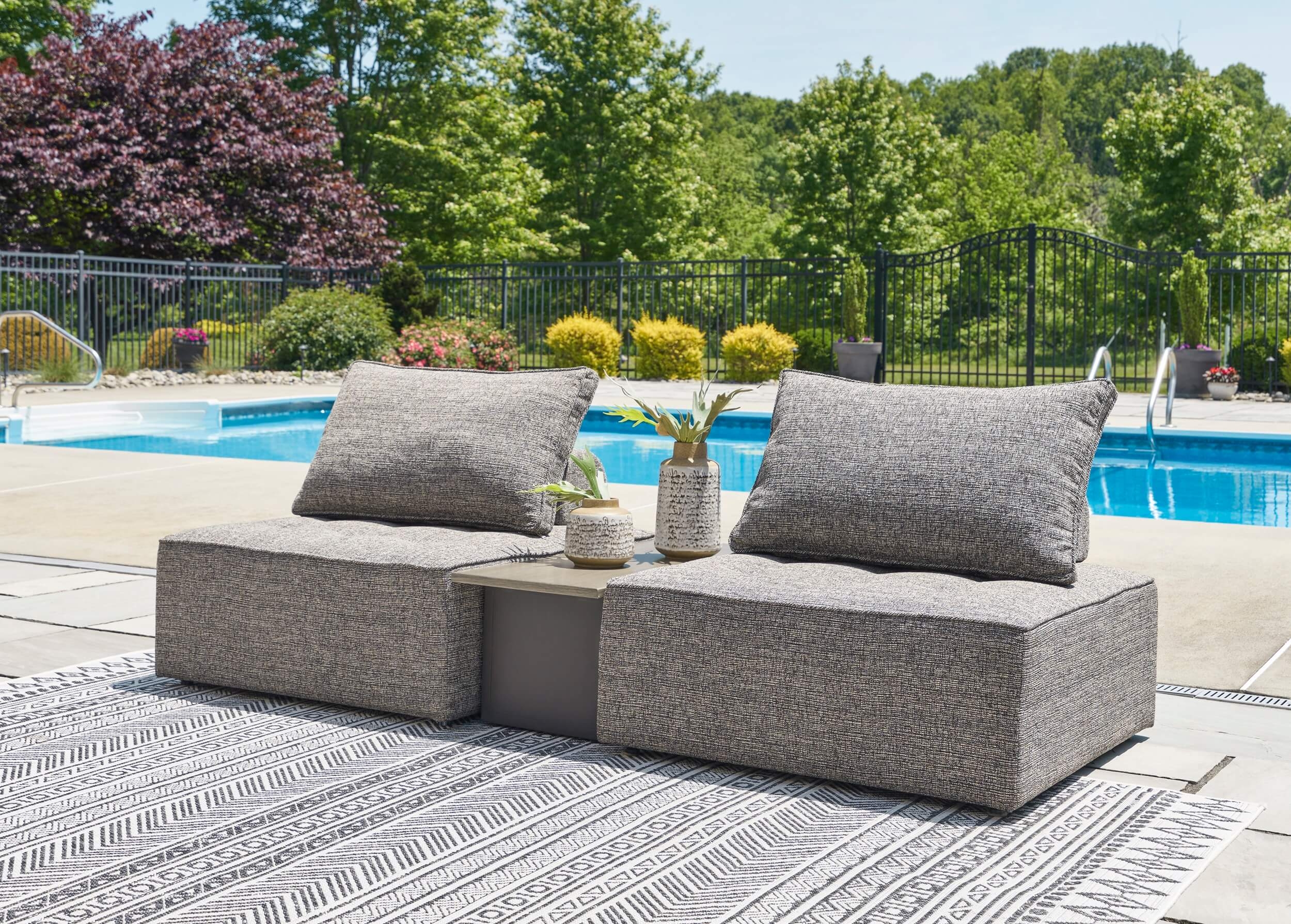 Bree Zee 3-Piece Outdoor Nuvella Fabric Lounge Set w/Table