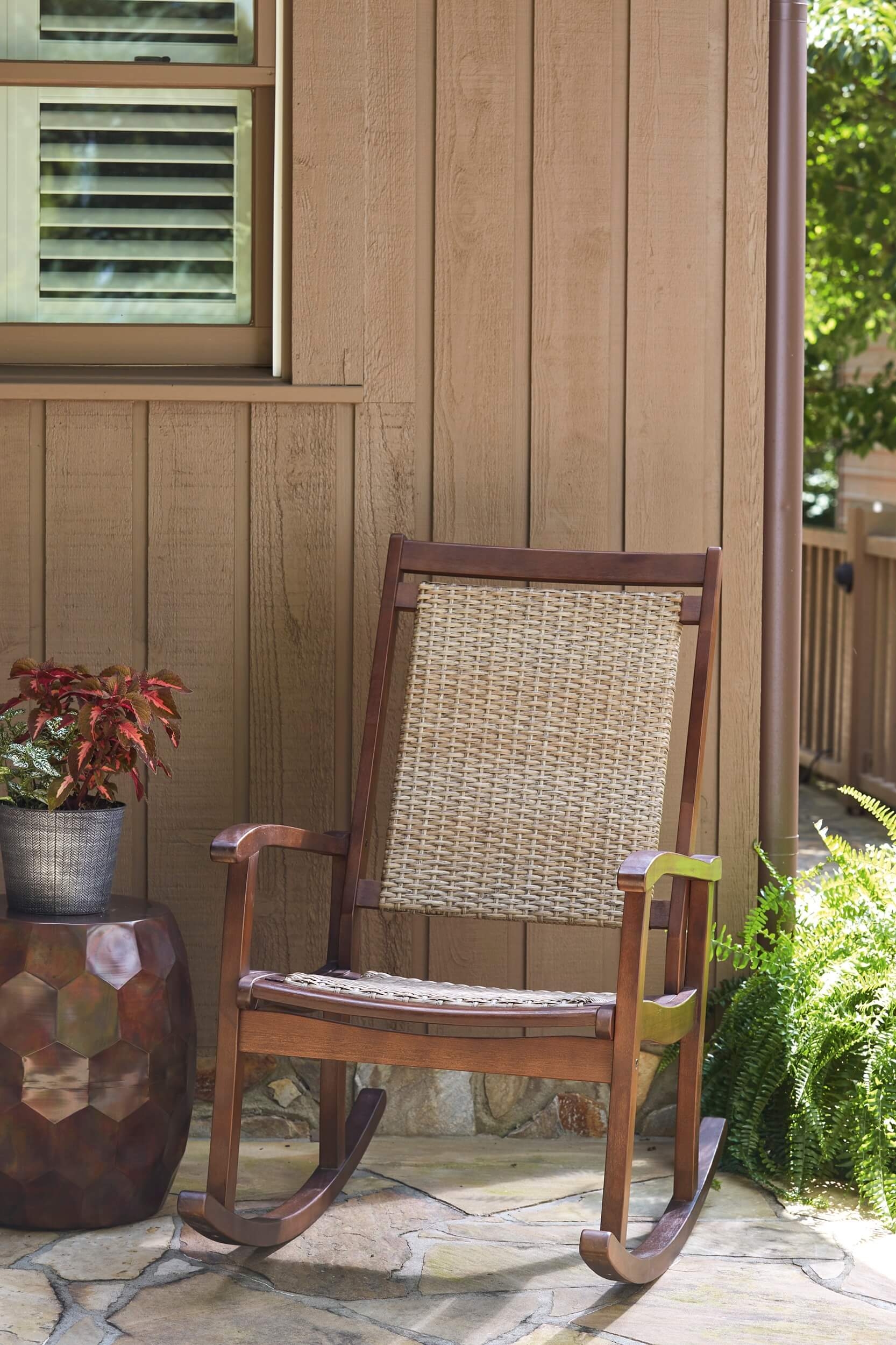 Emani Outdoor Eucalyptus Wood/Resin Rocking Chair