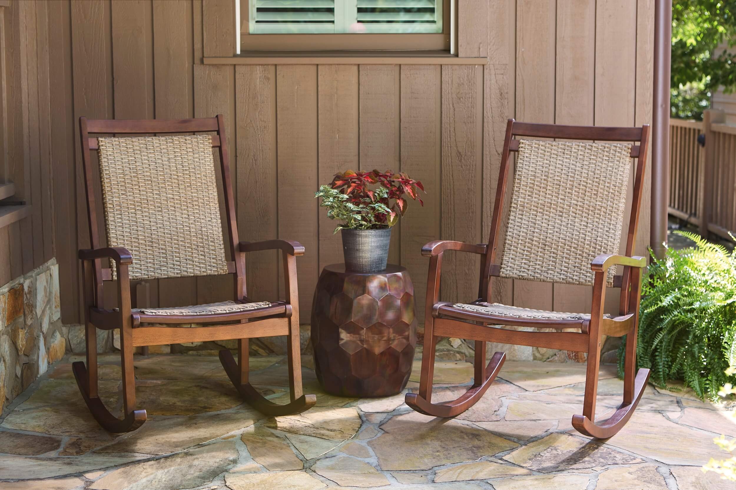 Emani Outdoor Eucalyptus Wood/Resin Rocking Chair