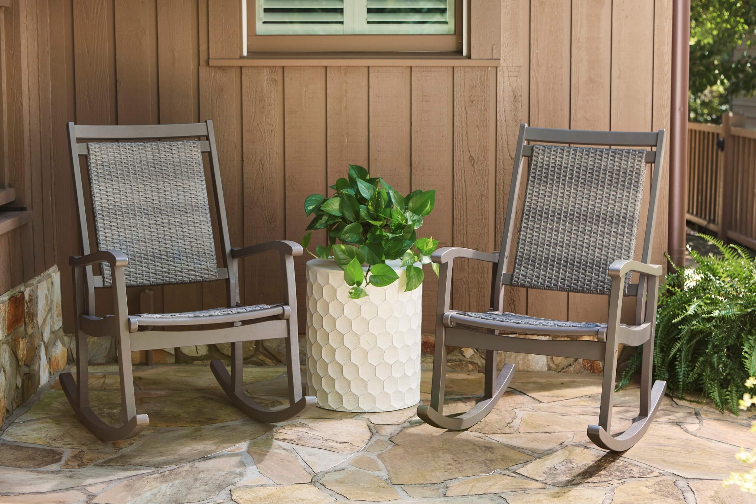 Emani Outdoor Eucalyptus Wood/Resin Rocking Chair