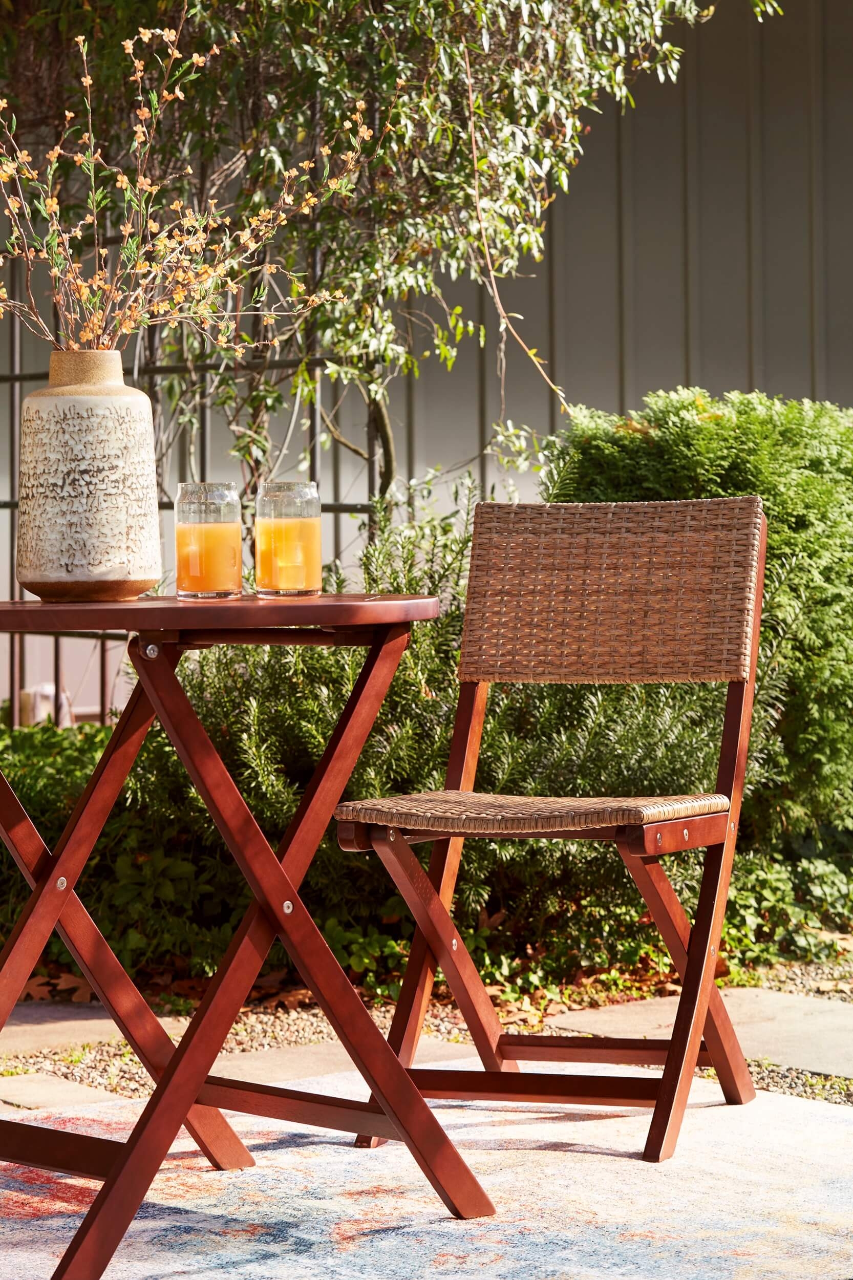 Safari Peak 3-Piece Outdoor Resin Wicker/Eucalyptus Wood Dining Set