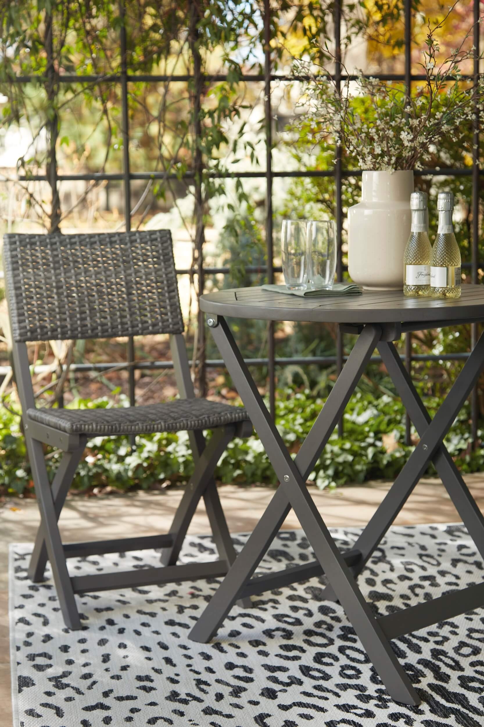Safari Peak 3-Piece Outdoor Resin Wicker/Eucalyptus Wood Dining Set