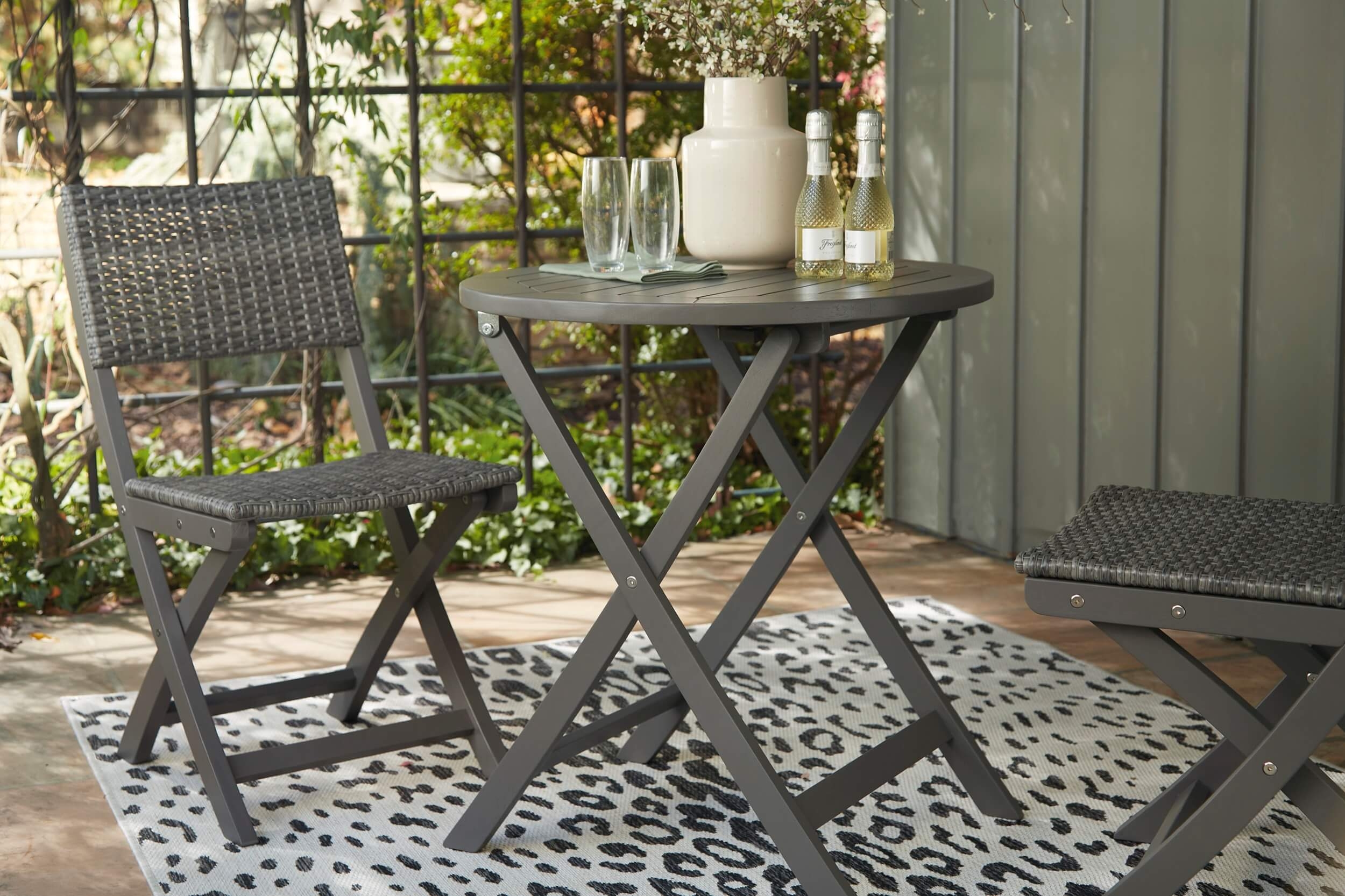 Safari Peak 3-Piece Outdoor Resin Wicker/Eucalyptus Wood Dining Set