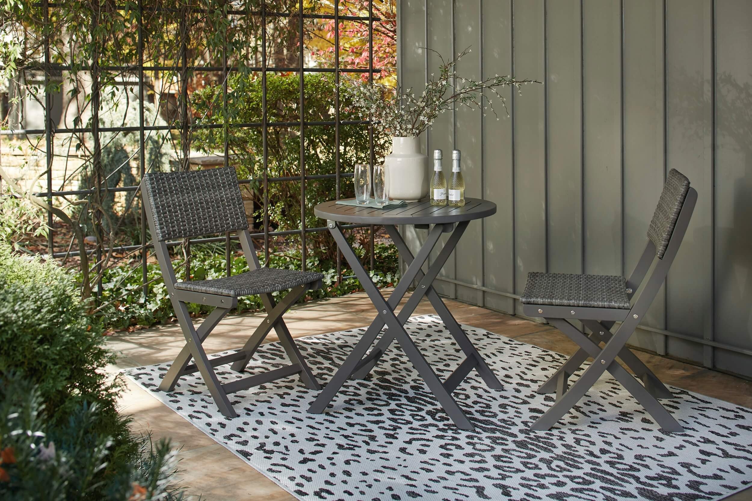 Safari Peak 3-Piece Outdoor Resin Wicker/Eucalyptus Wood Dining Set