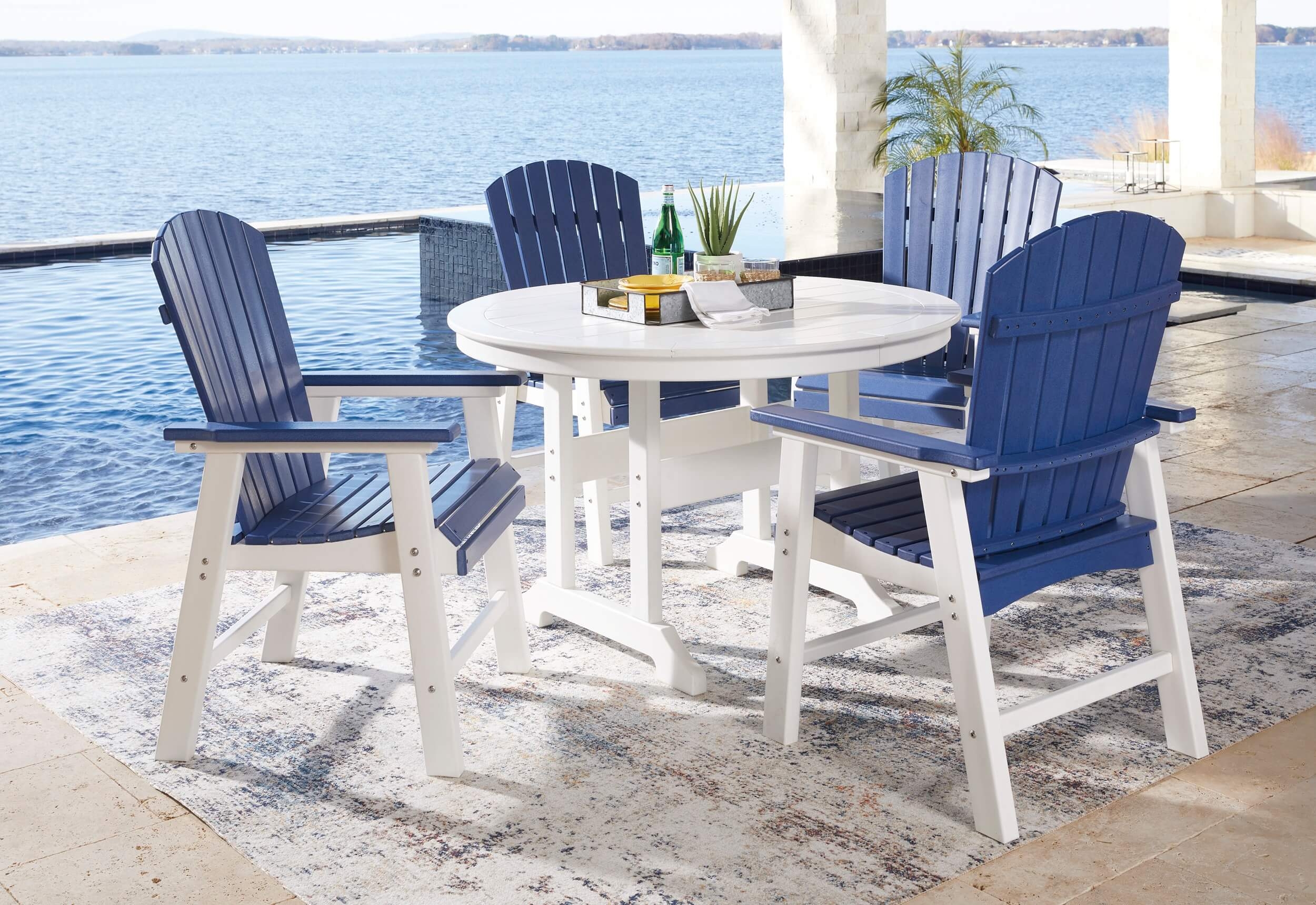 Crescent Outdoor High-Density Polyethylene Round Dining Table