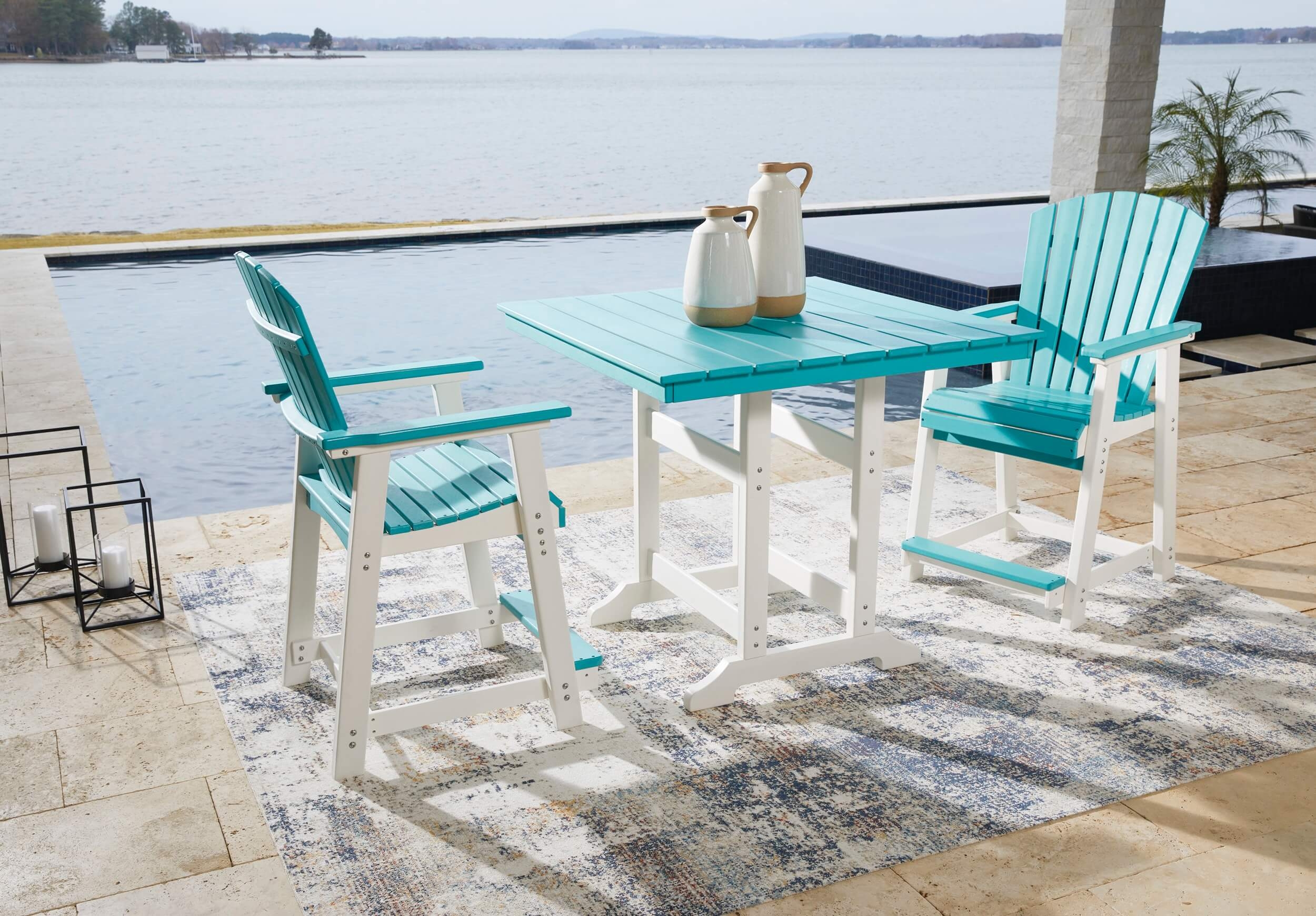 Eisely Outdoor High-Density Polyethylene Counter Height Patio Dining Set
