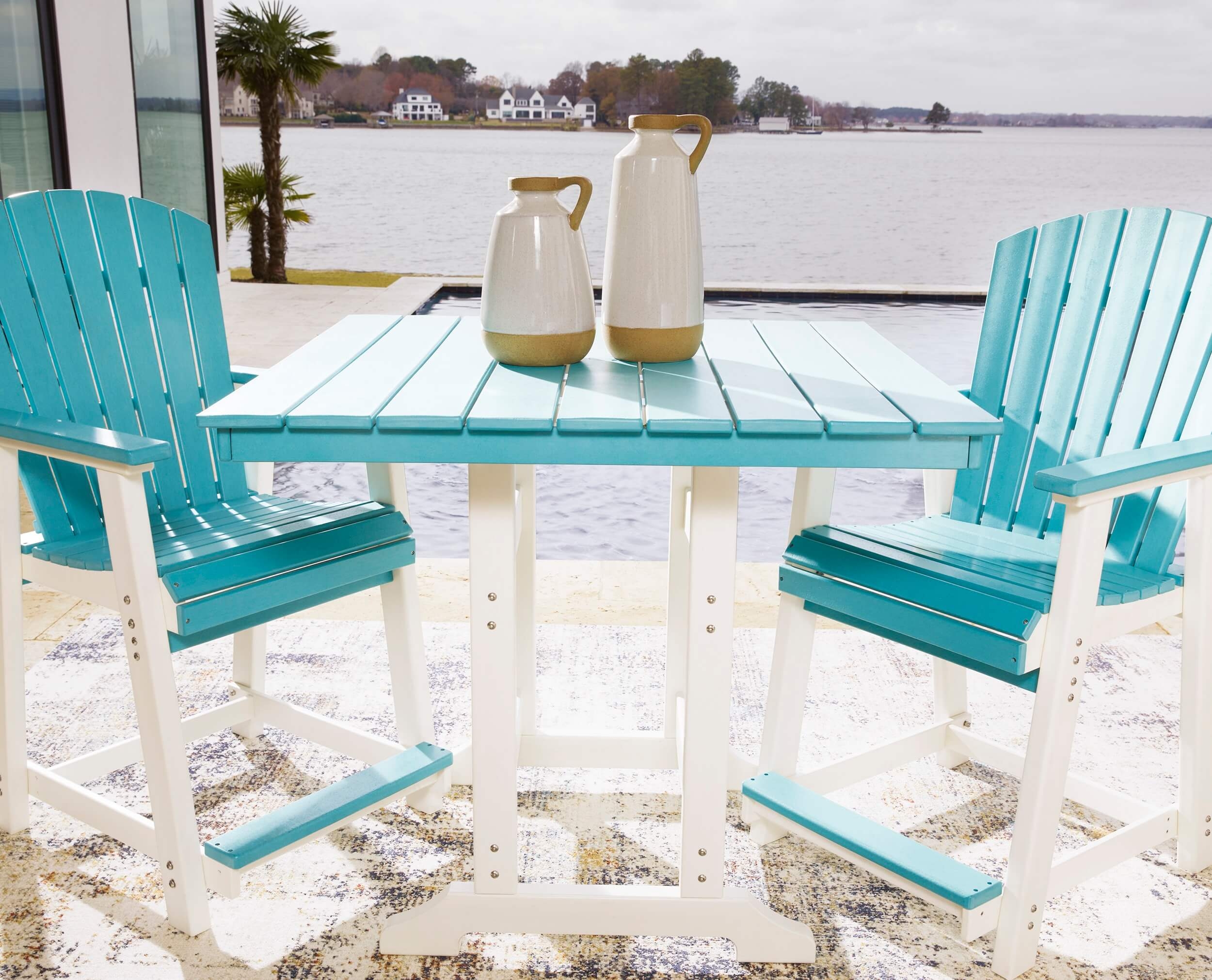 Eisely Outdoor High-Density Polyethylene Counter Height Patio Dining Set