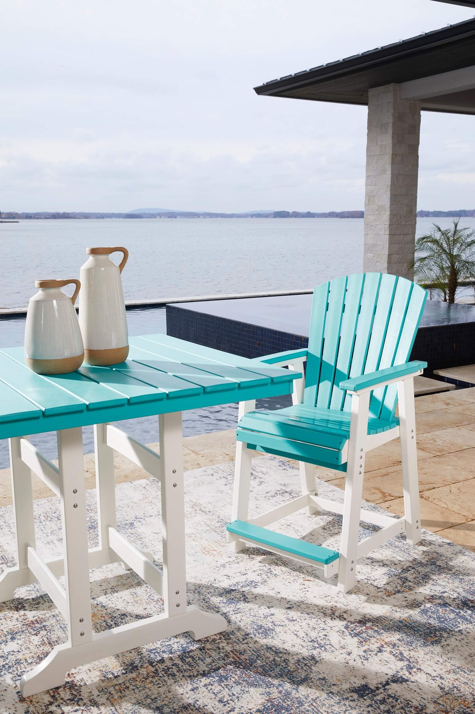 Eisely Outdoor High-Density Polyethylene Counter Height Patio Dining Set