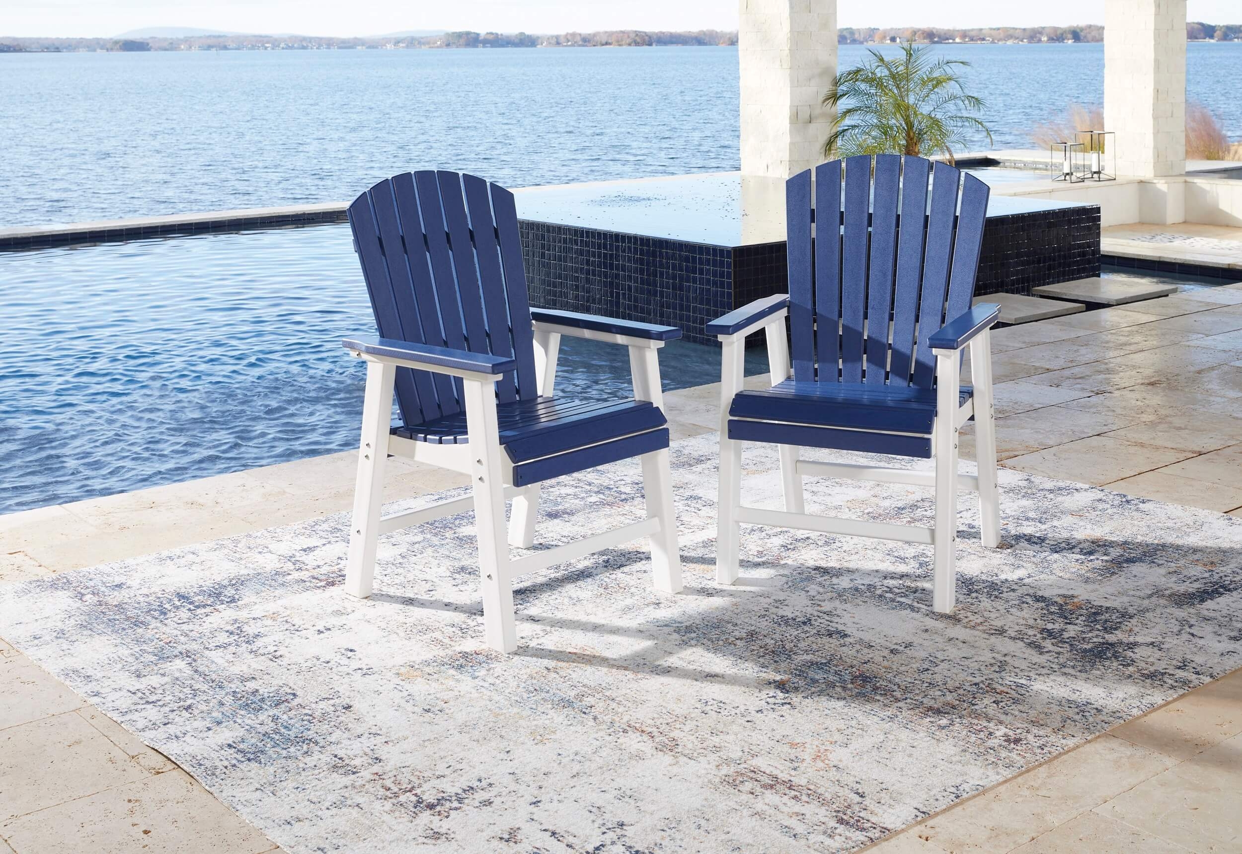Toretto Outdoor High-Density Polyethylene Dining Arm Chair, Set of 2
