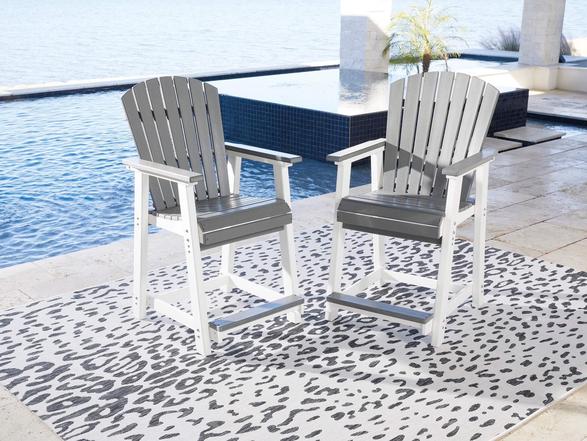 Transville Outdoor High-Density Polyethylene Counter Height Barstool, Set of 2