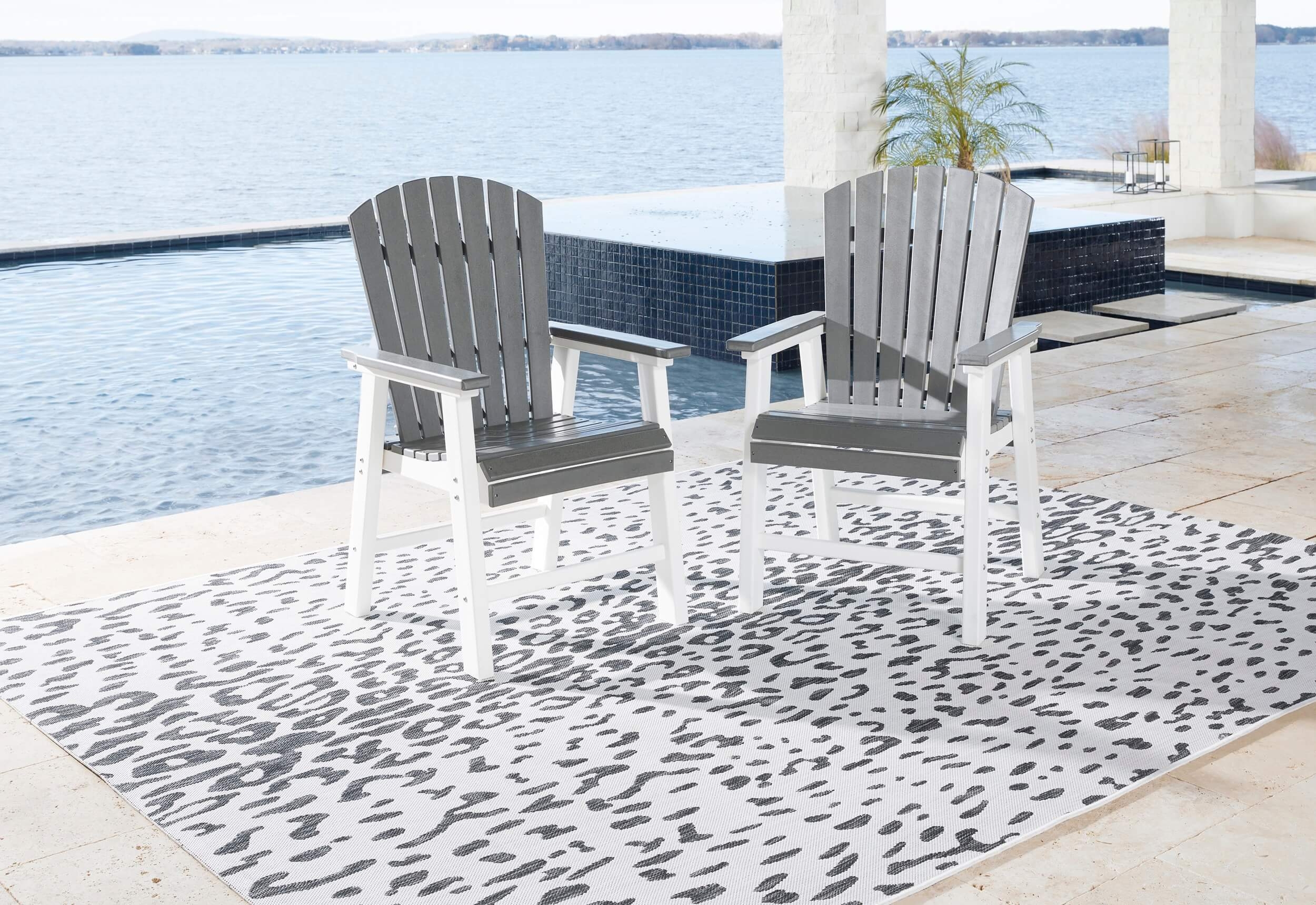 Transville Outdoor High-Density Polyethylene Dining Arm Chair, Set of 2