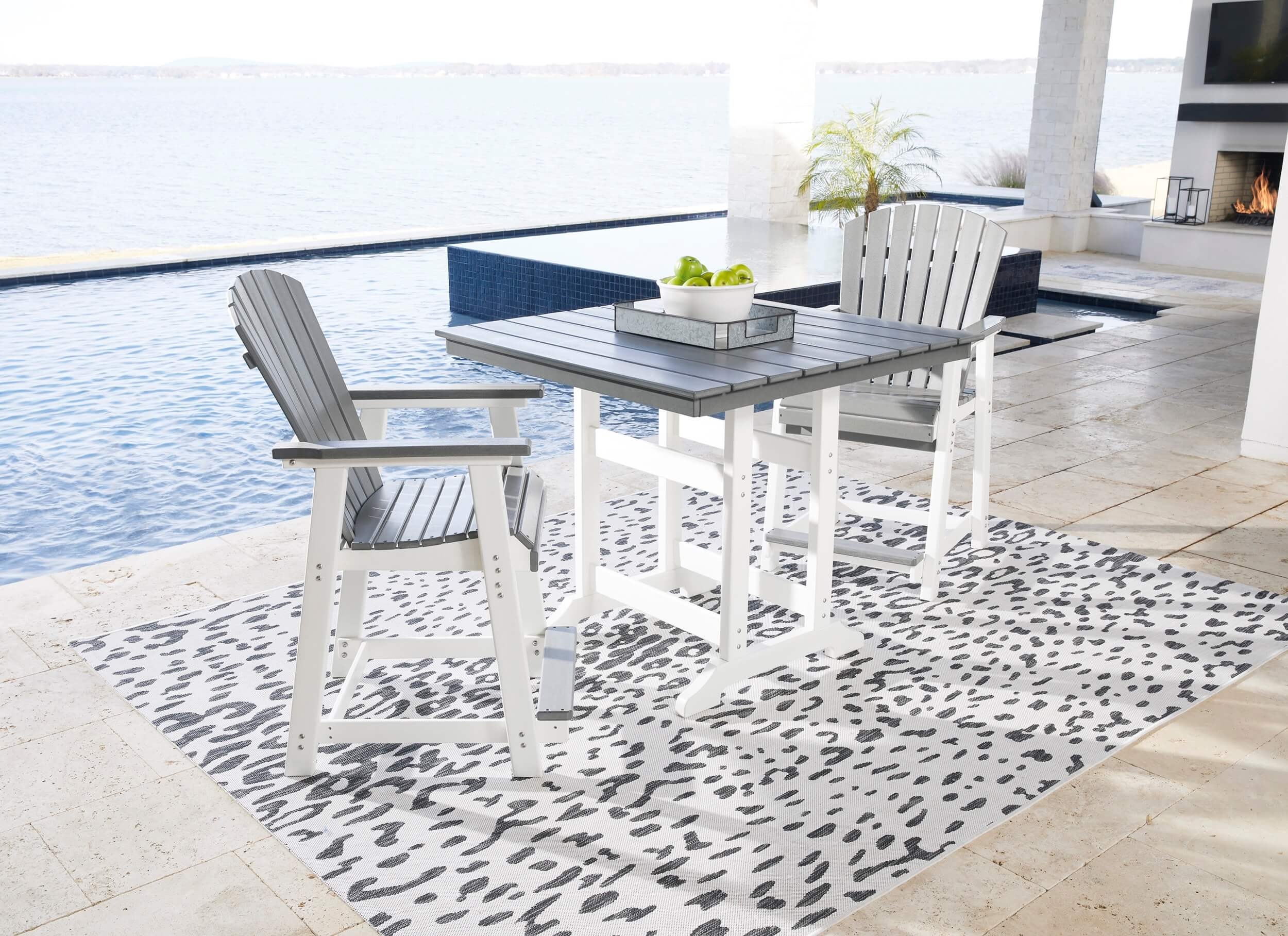 Transville Outdoor High-Density Polyethylene Counter Height Square Dining Table