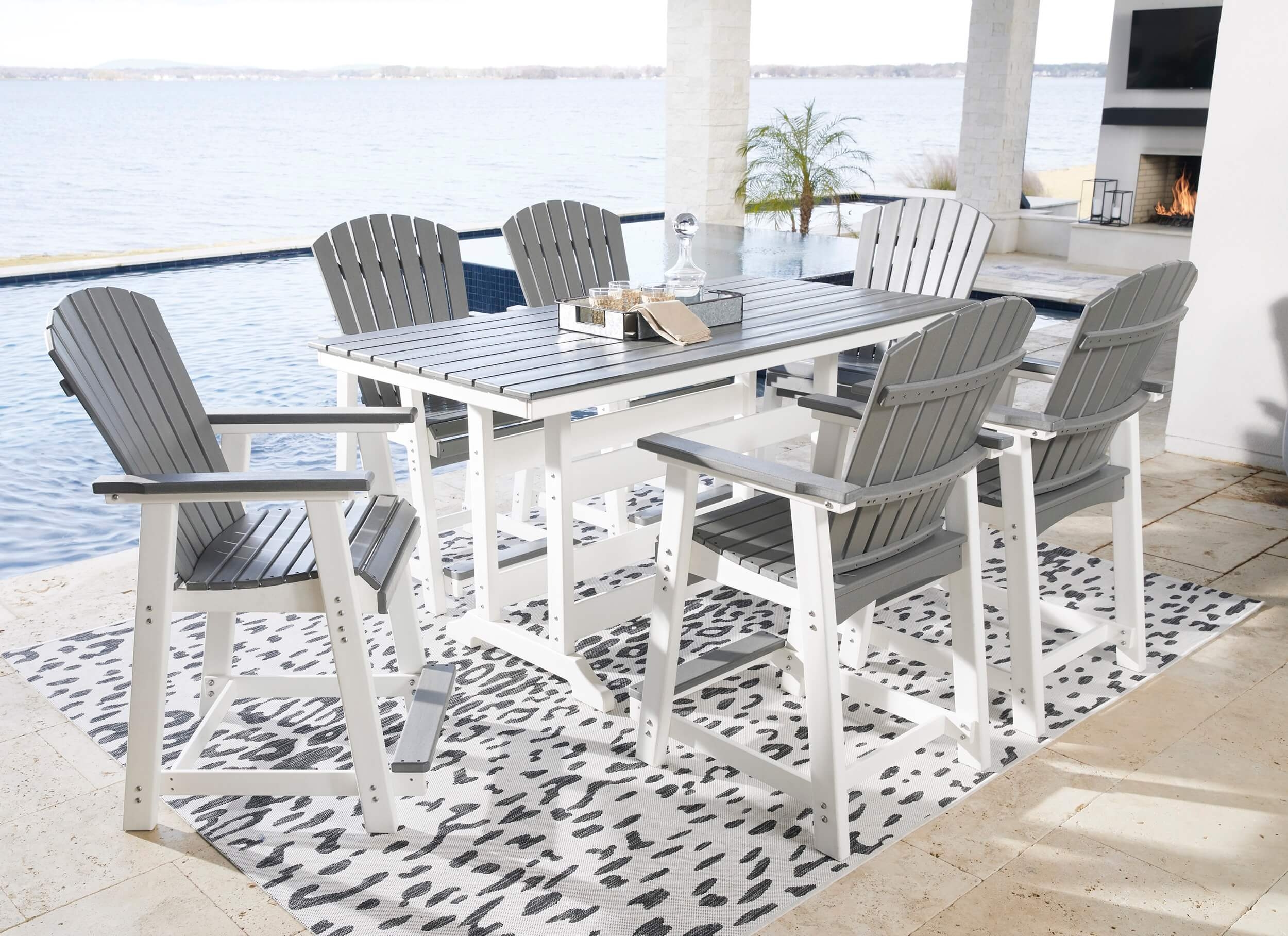 Transville Outdoor High-Density Polyethylene Counter Height Rectangular Dining Set