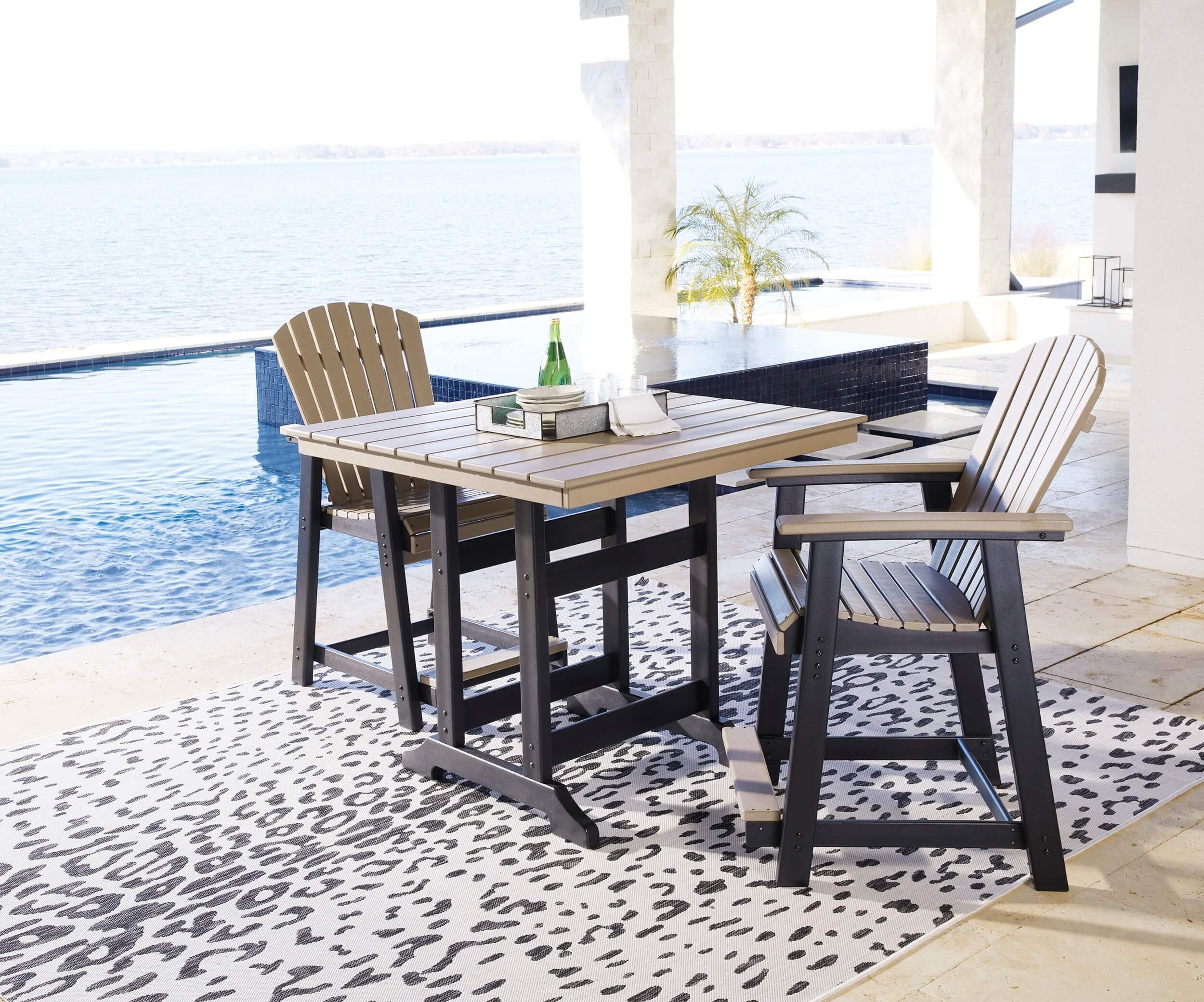Fairen Trail Outdoor High-Density Polyethylene Counter Height Barstool, Set of 2