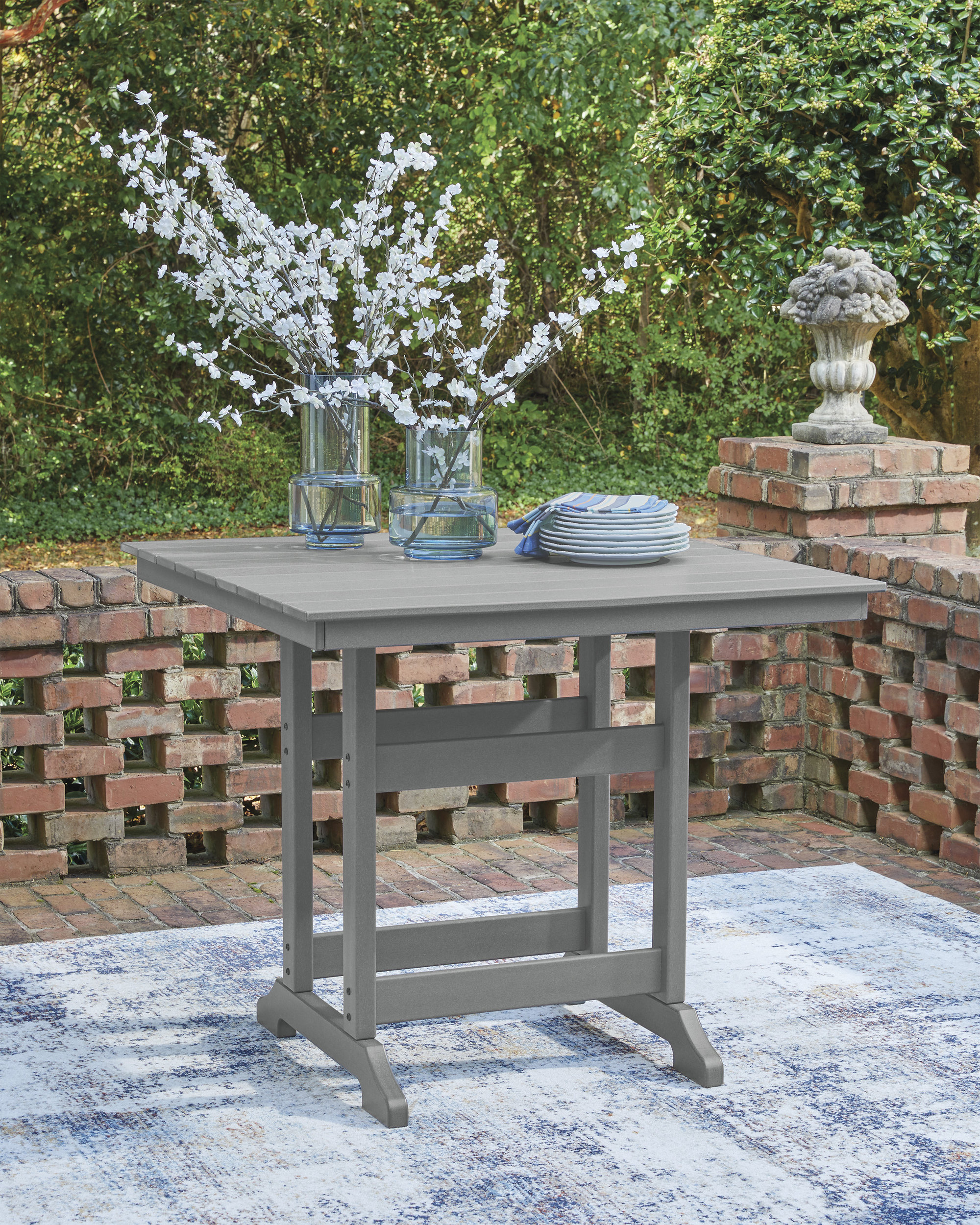 Sanctuary Beach Square Aluminum/Polyethylene Counter Table with Umbella Hole