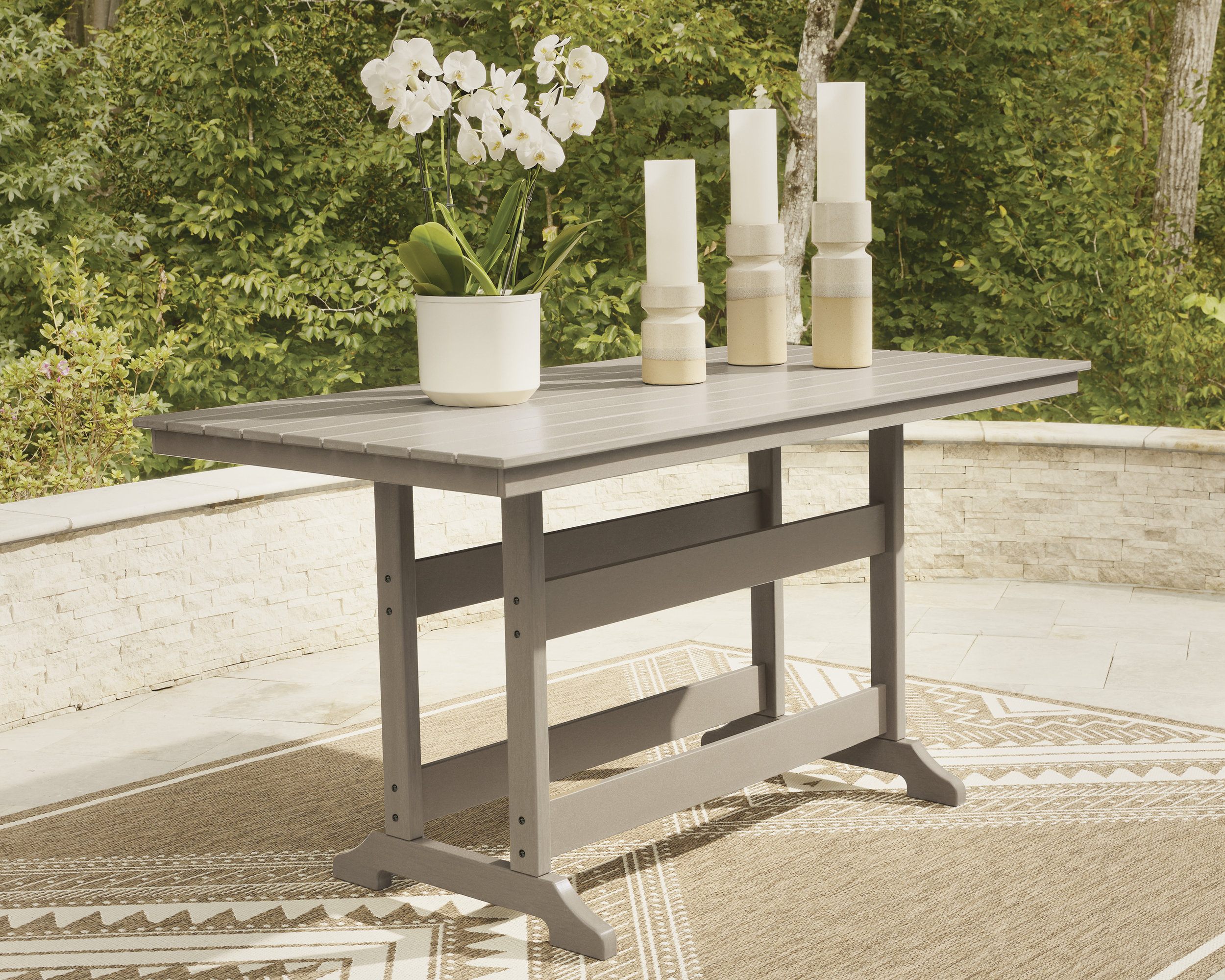 Seacliff Beach Rectangular Aluminum/Polyethylene Counter Table with Umbella Hole
