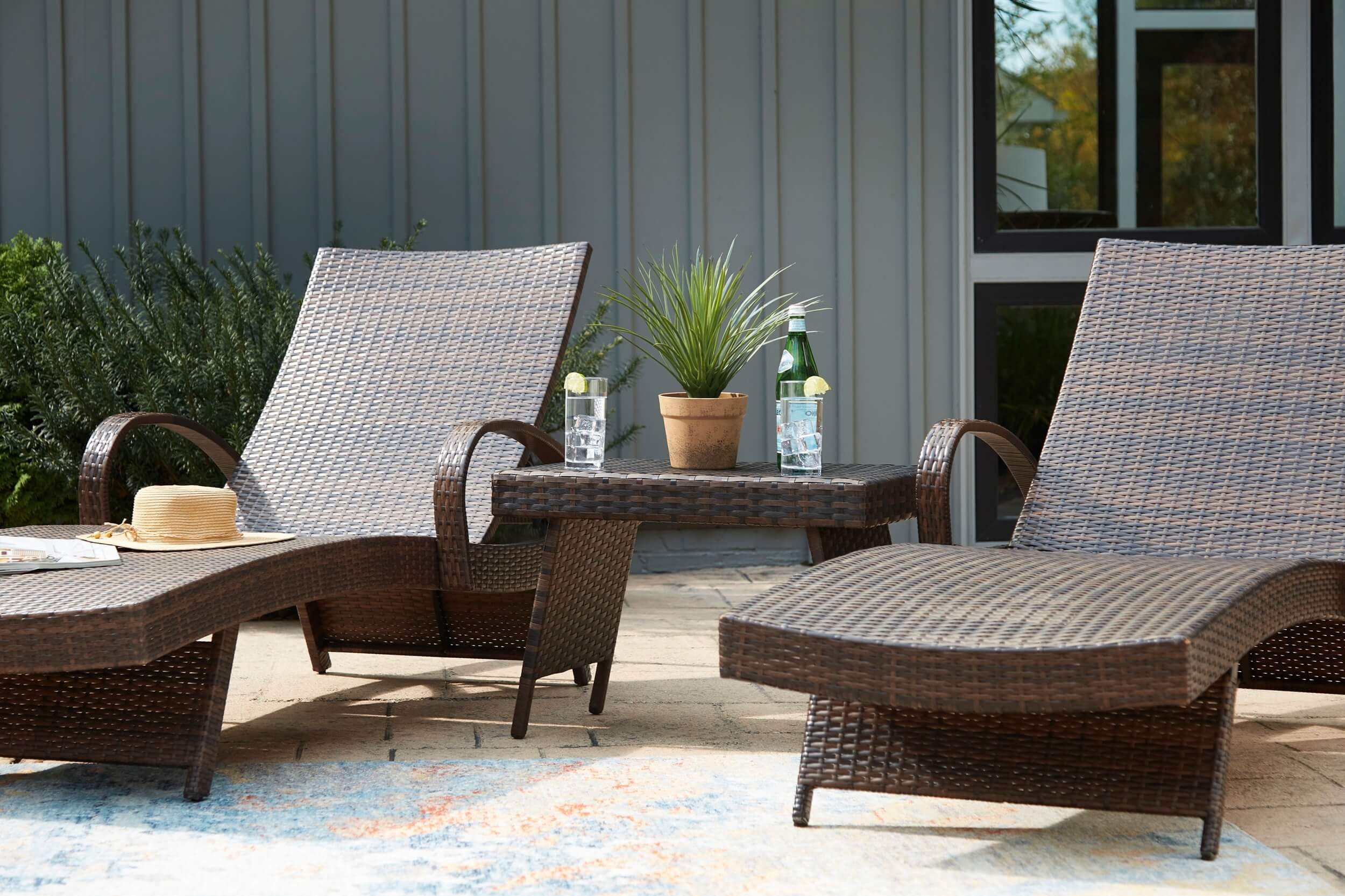 Kantana Outdoor Resin Wicker Chaise Lounge Patio Set